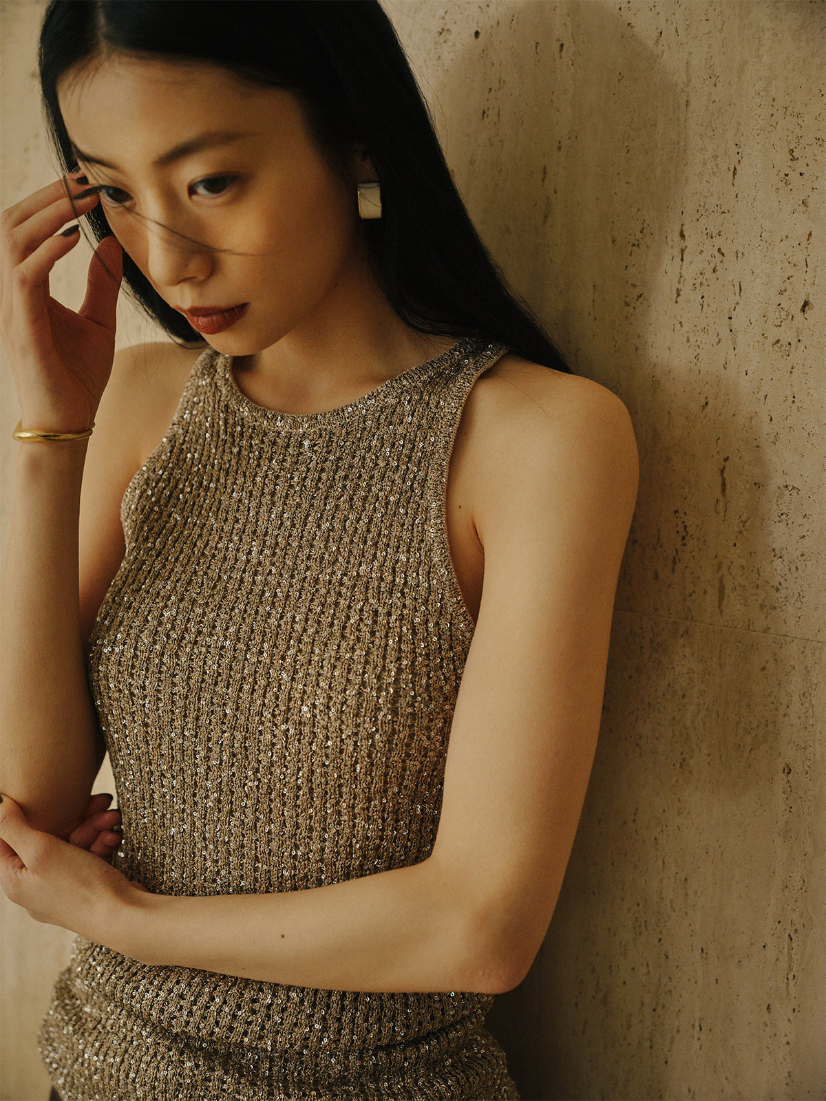 スパンコールアメスリニットタンク