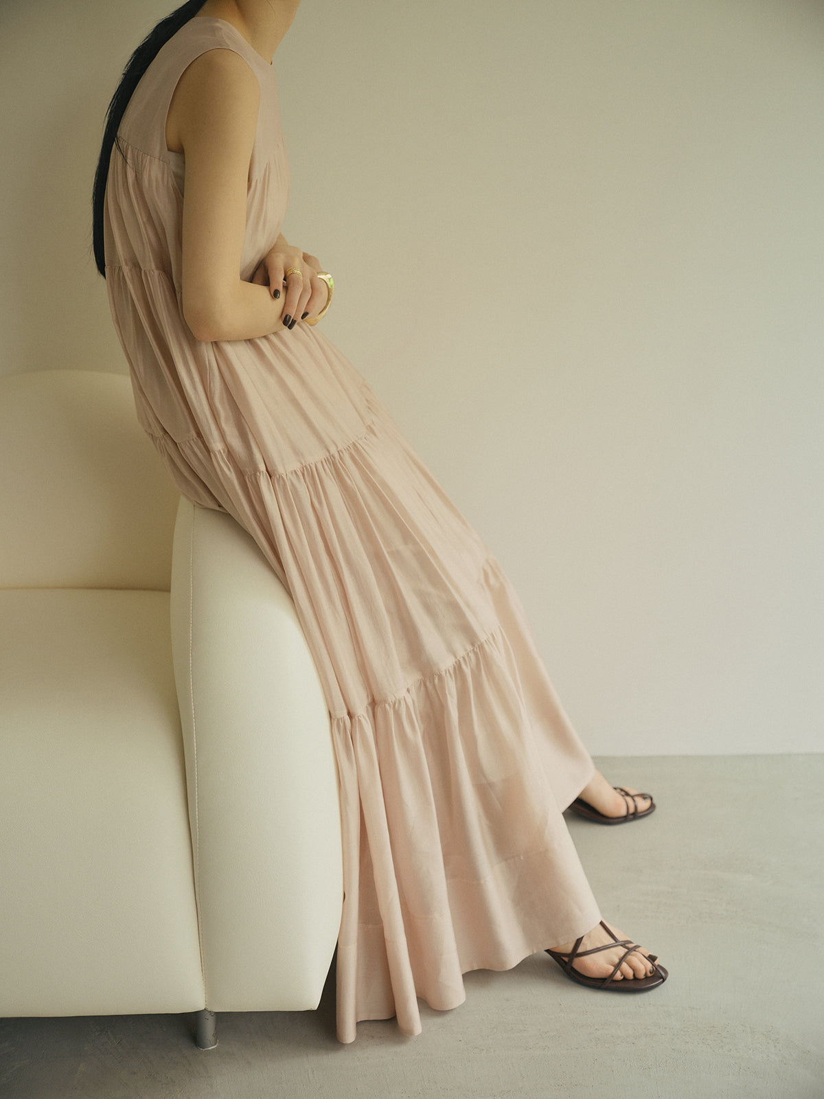 テンセルリッチオーガンティアードワンピース