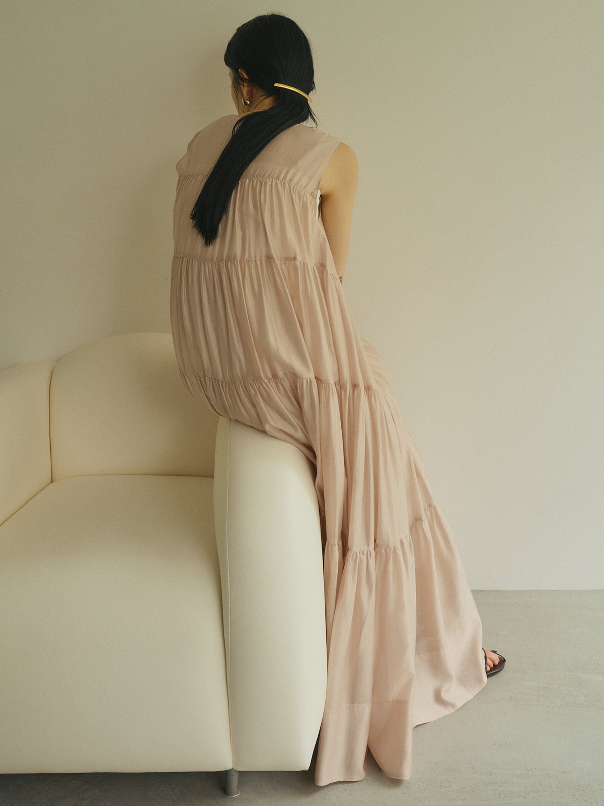 テンセルリッチオーガンティアードワンピース