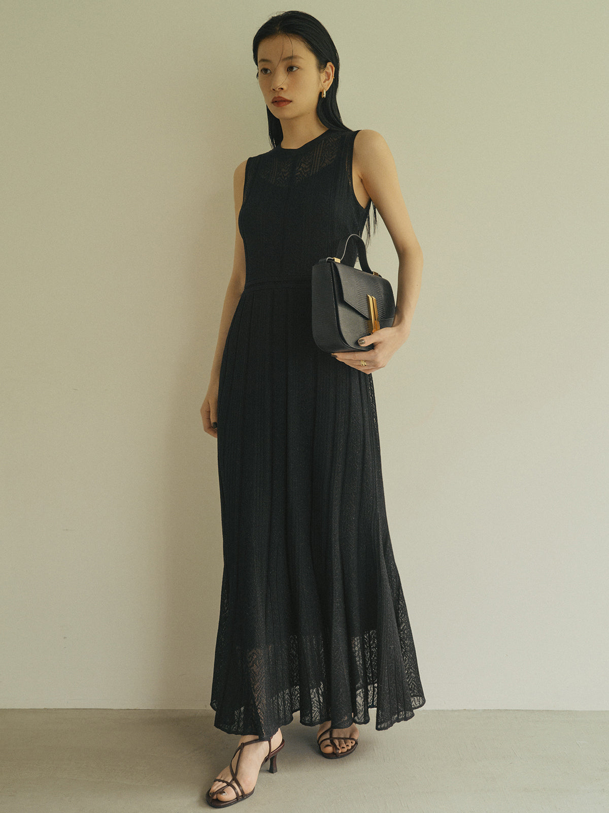 xxx　anuansワンピース レーシーニットワンピース