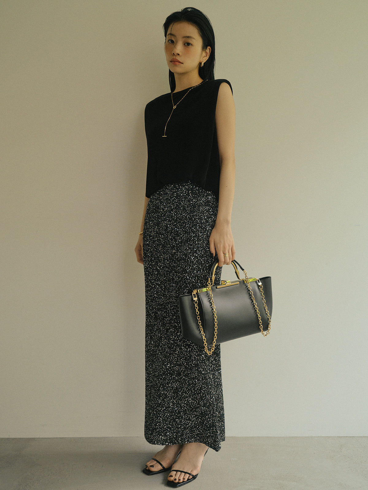 スパンコールニットタイトスカート