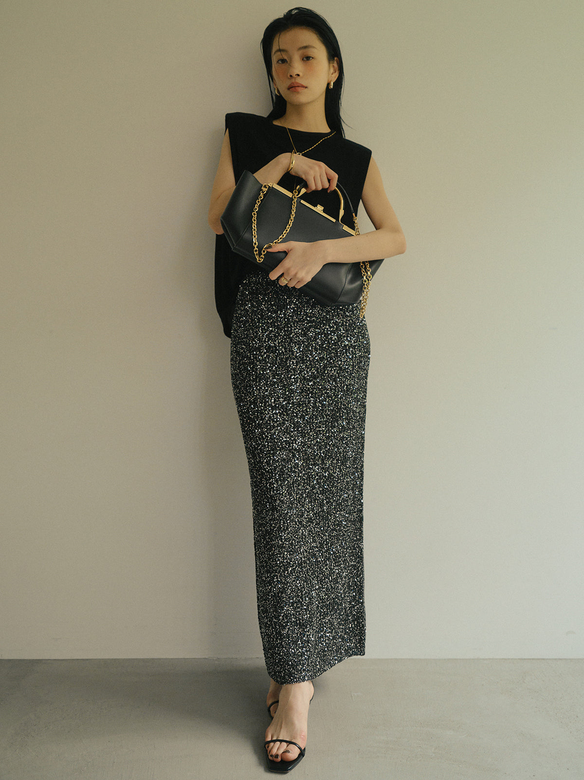 スパンコールニットタイトスカート