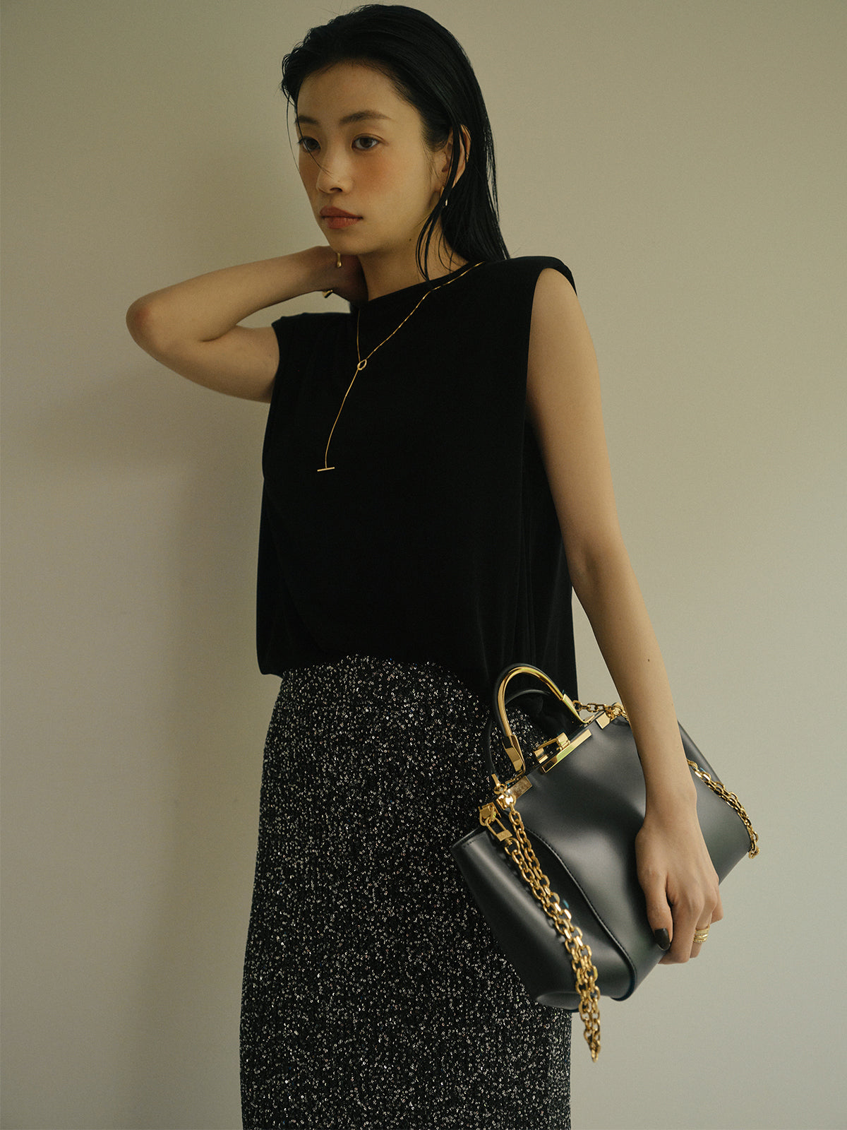 スパンコールニットタイトスカート