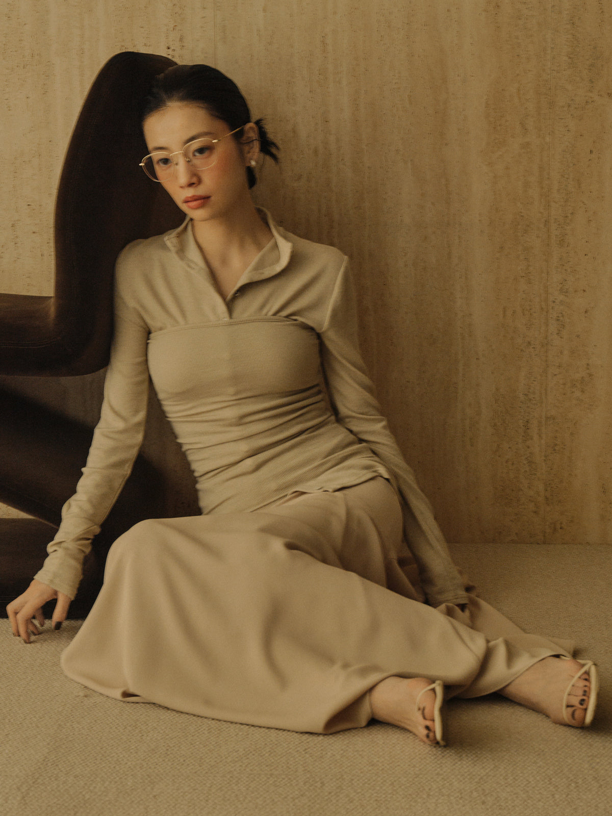 ライトダブルサテンボリュームナロースカート