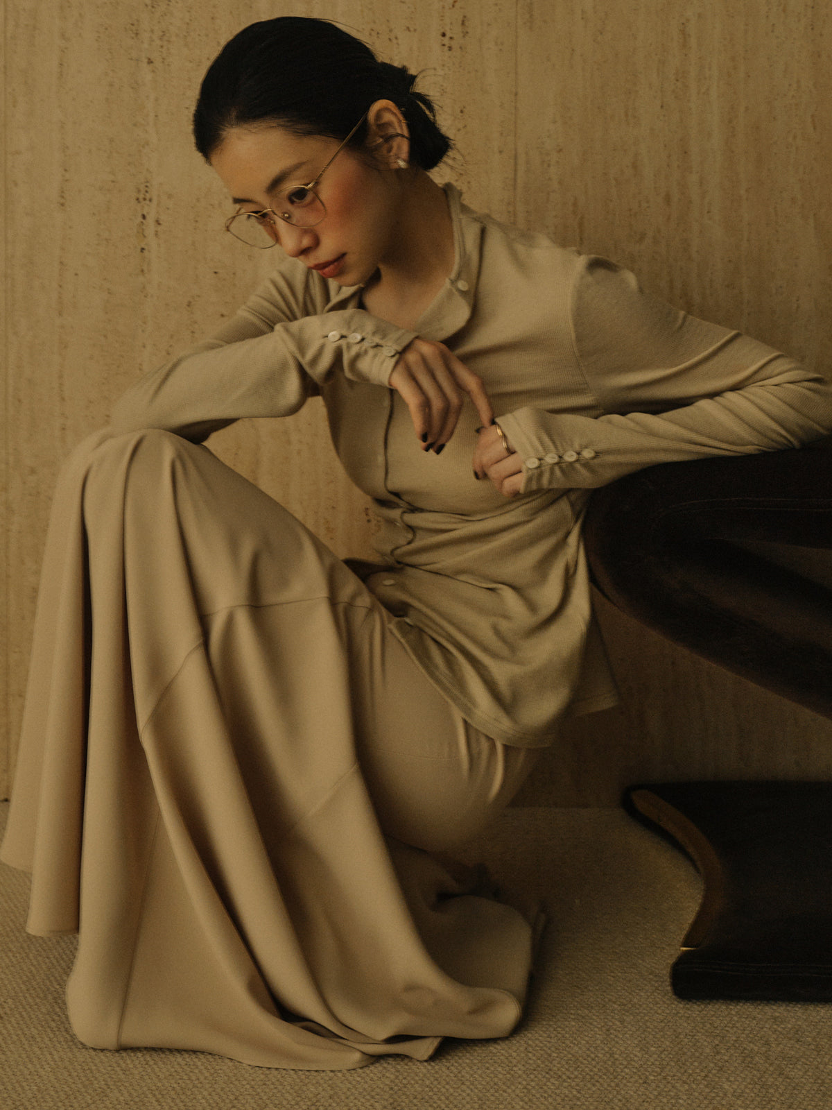 テンセルウールレイヤーカットトップス