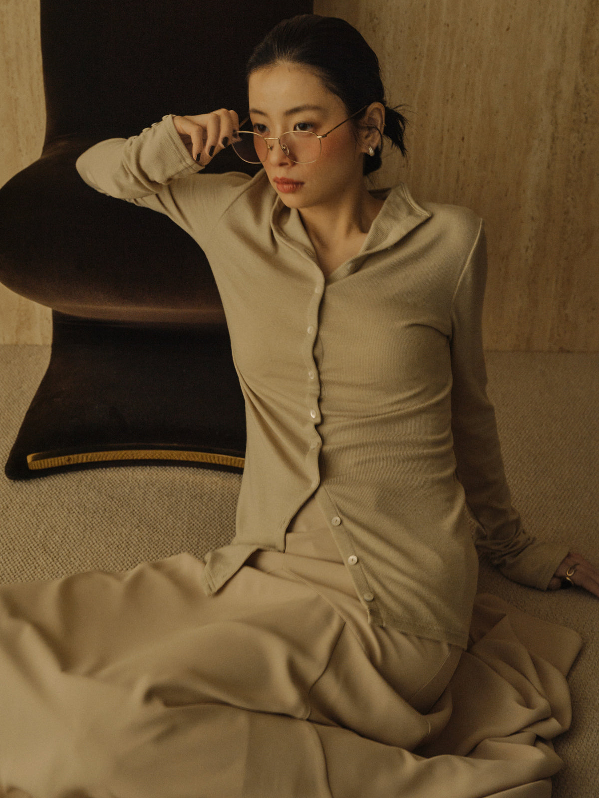 ライトダブルサテンボリュームナロースカート