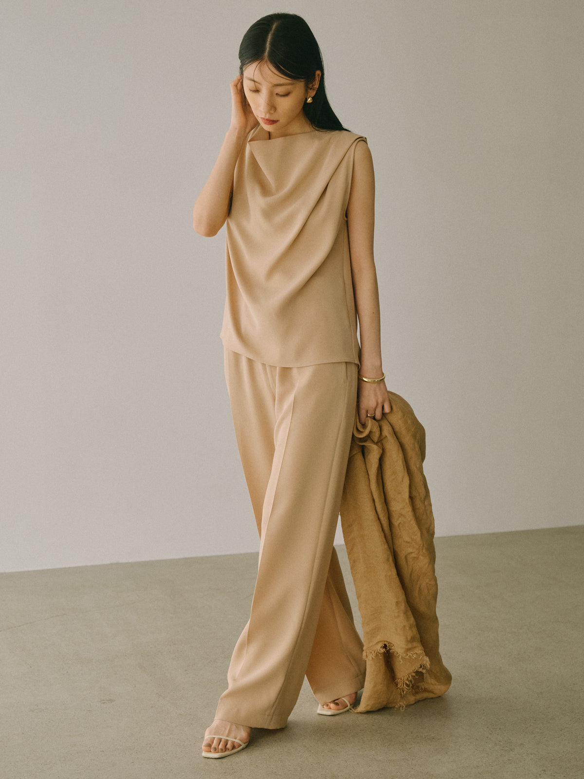 トリアセテートドレープブラウス