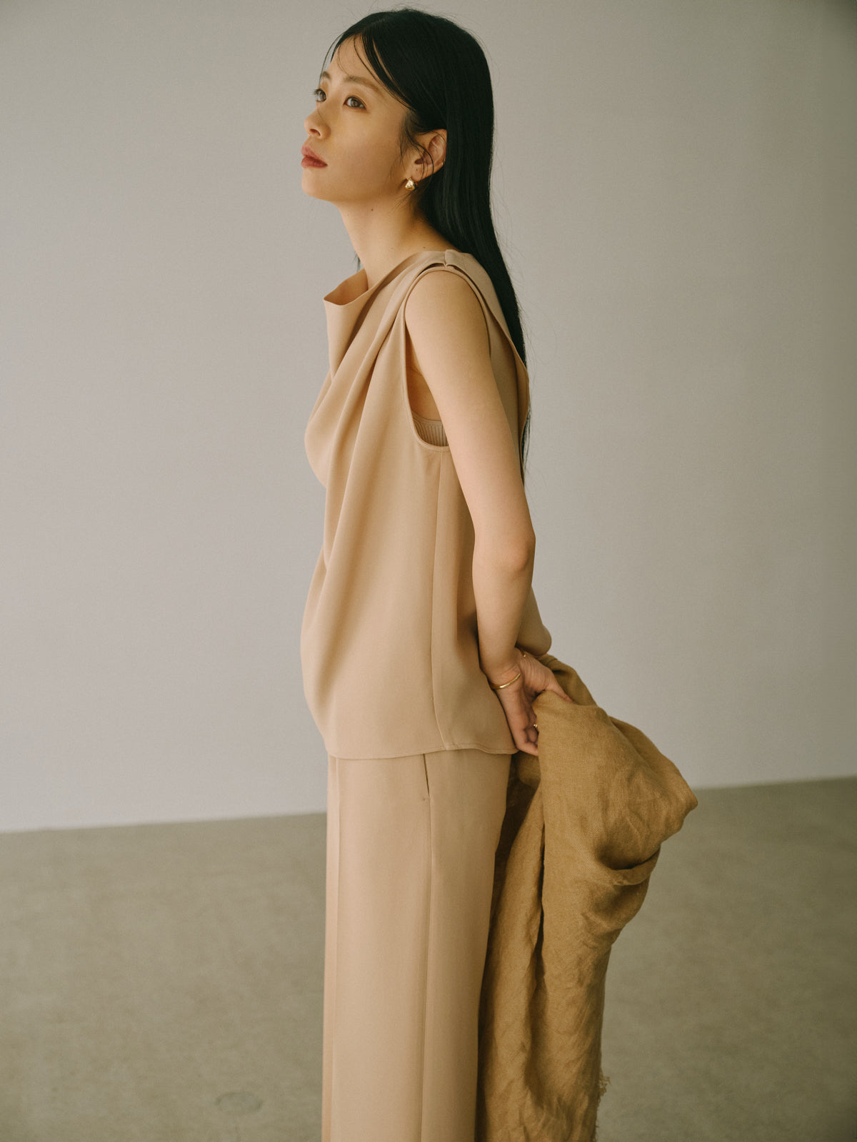 トリアセテートドレープブラウス