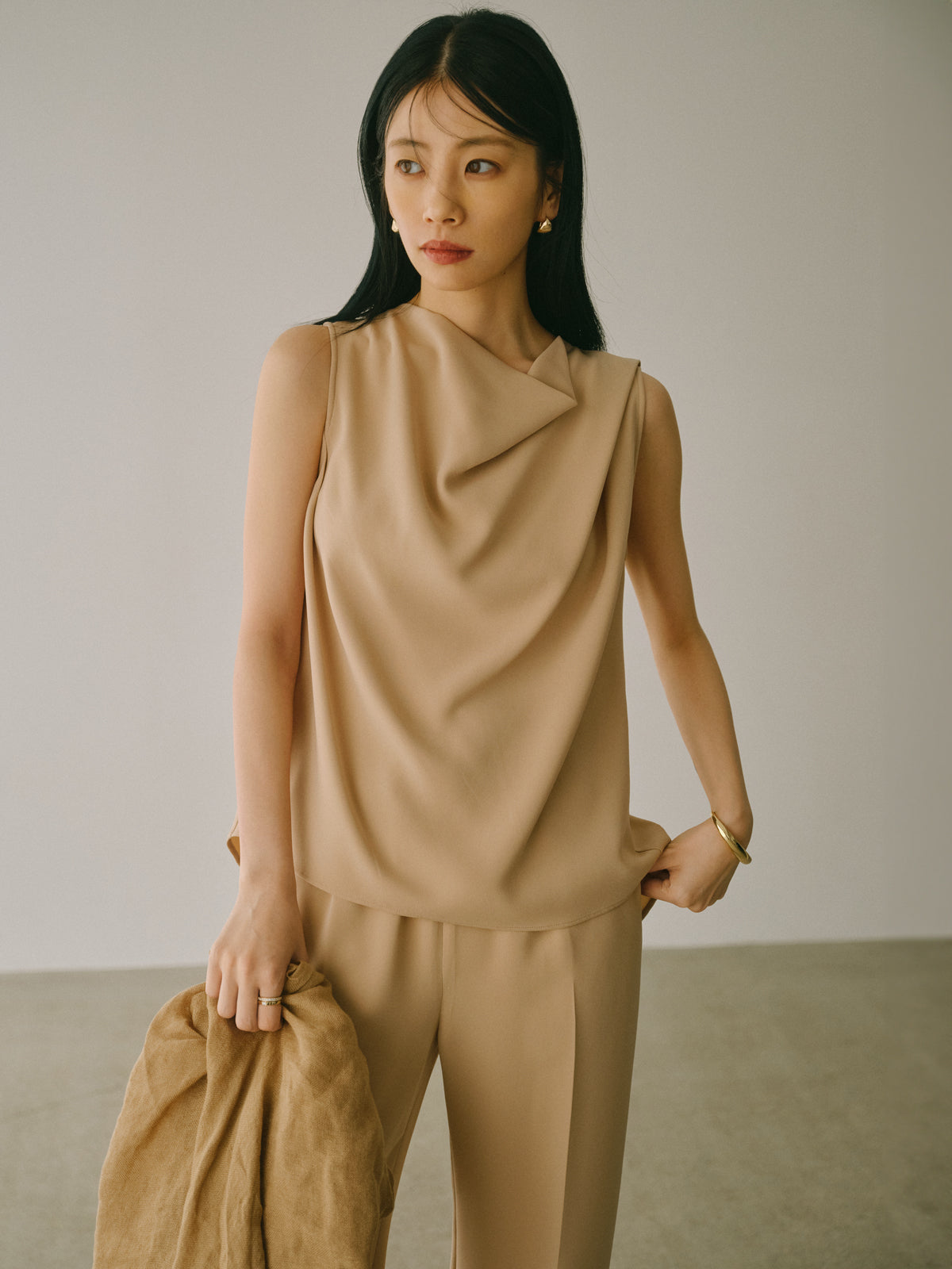 トリアセテートドレープブラウス