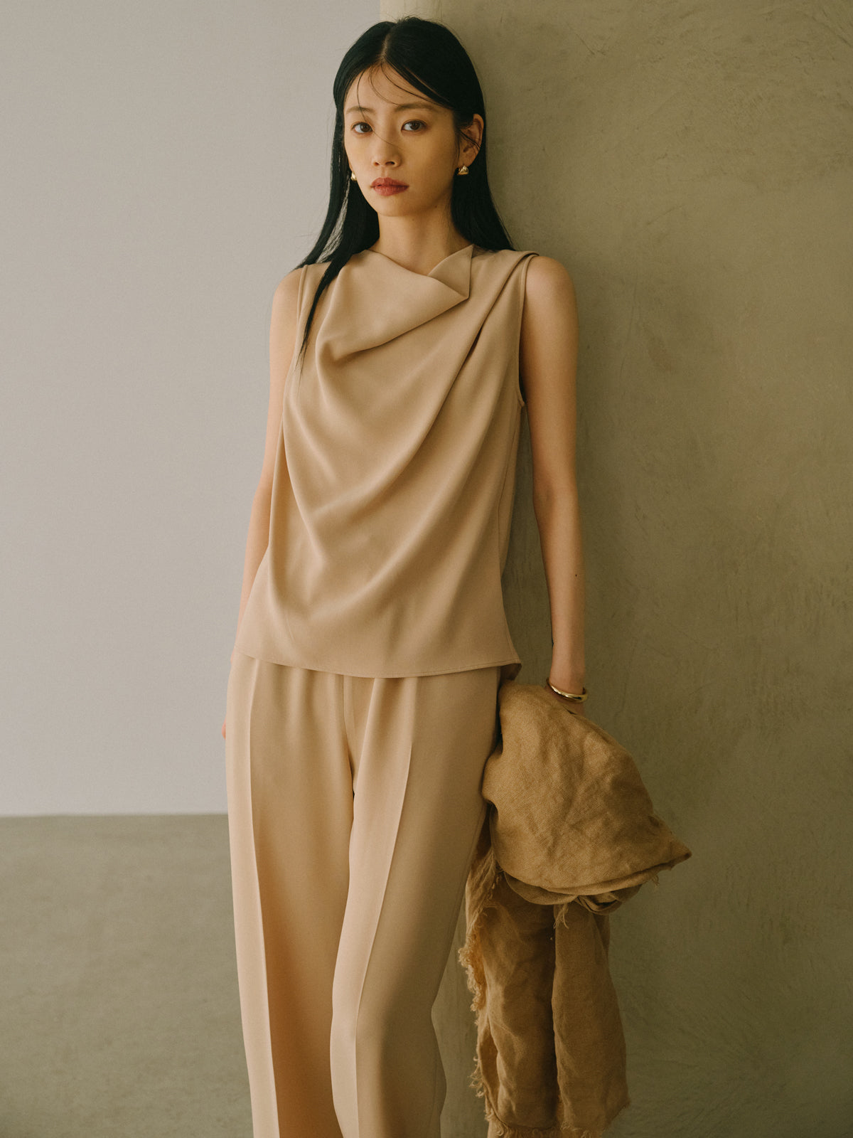 トリアセテートドレープブラウス