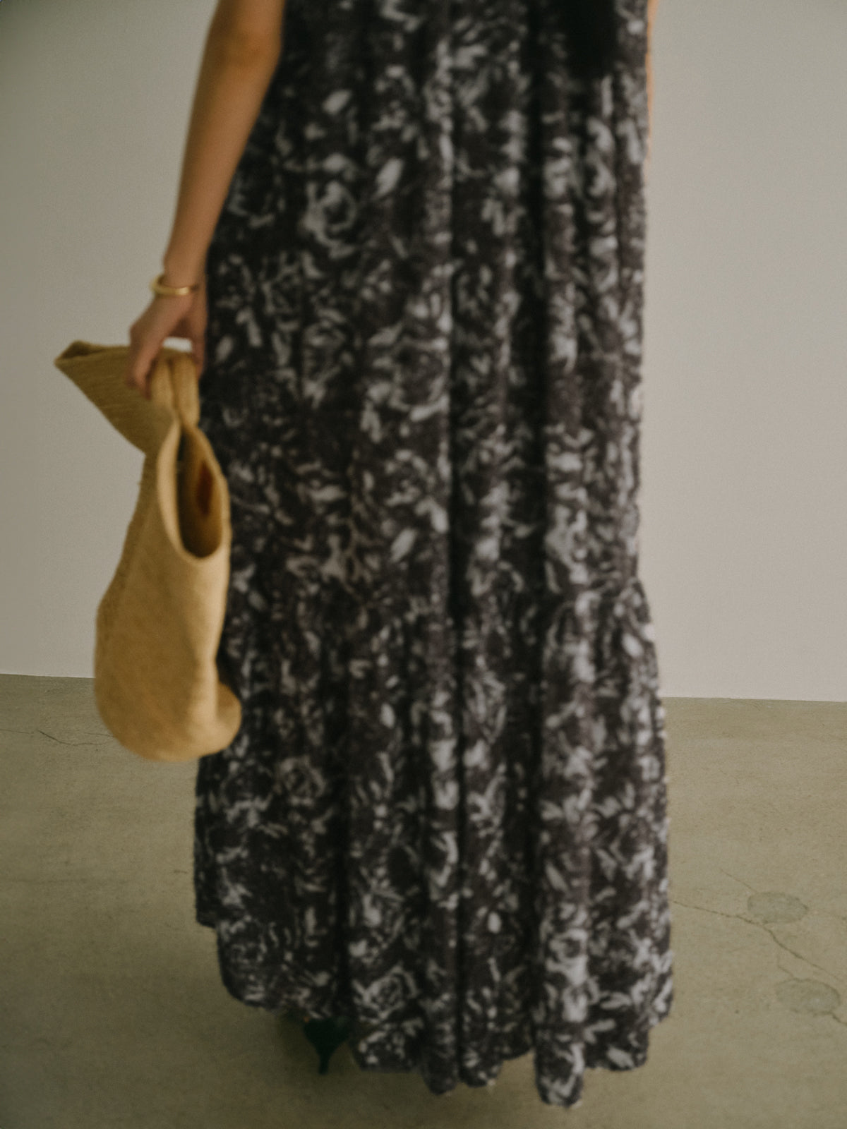 カットジャカードニュアンスプリントワンピース