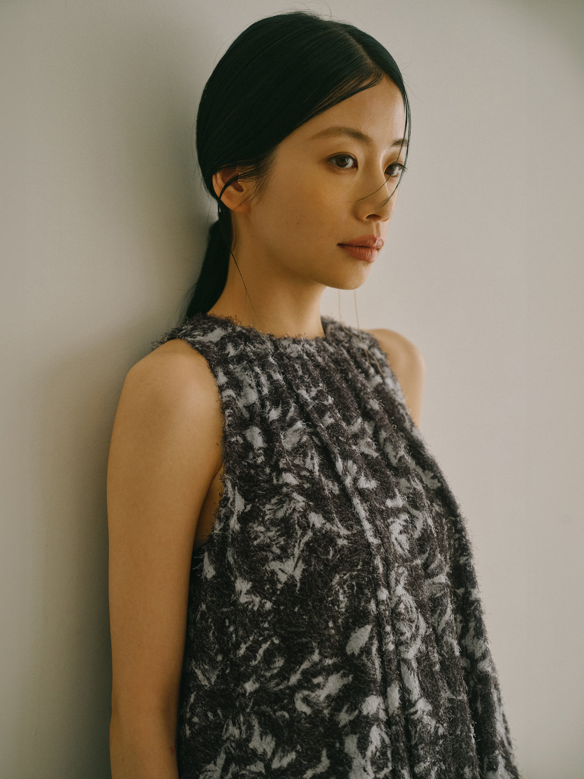 カットジャカードニュアンスプリントワンピース