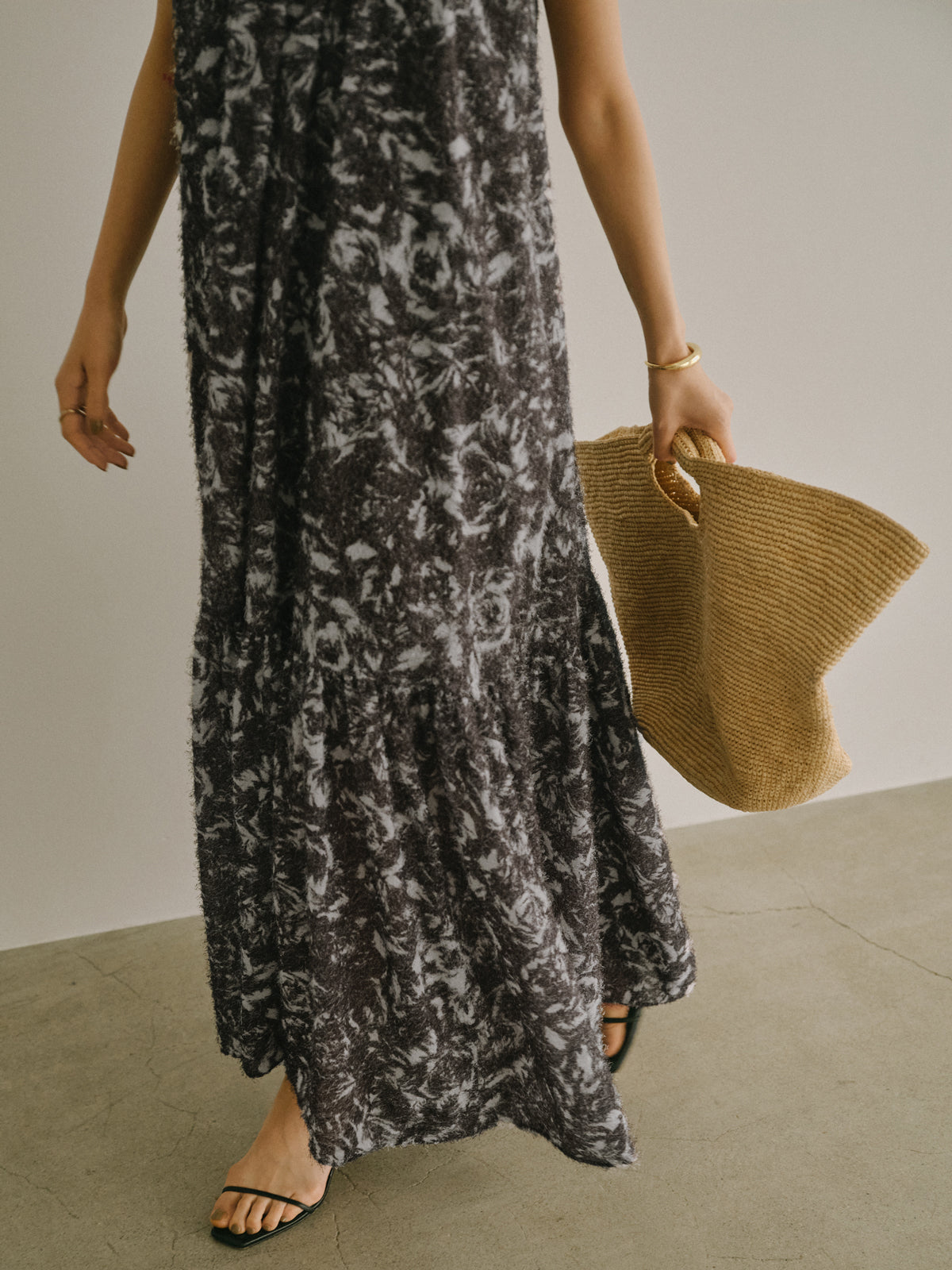 カットジャカードニュアンスプリントワンピース