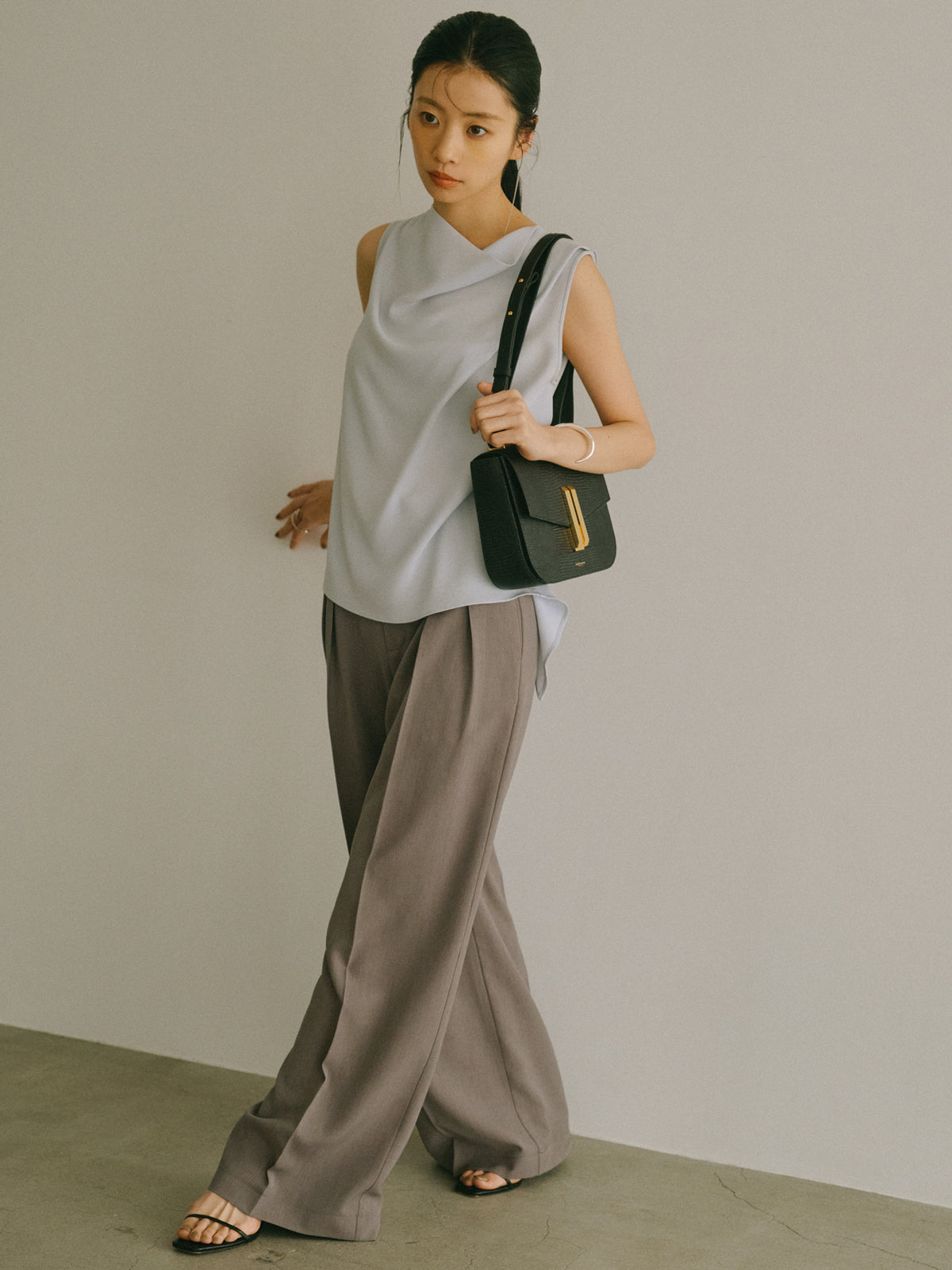 トリアセテートドレープブラウス