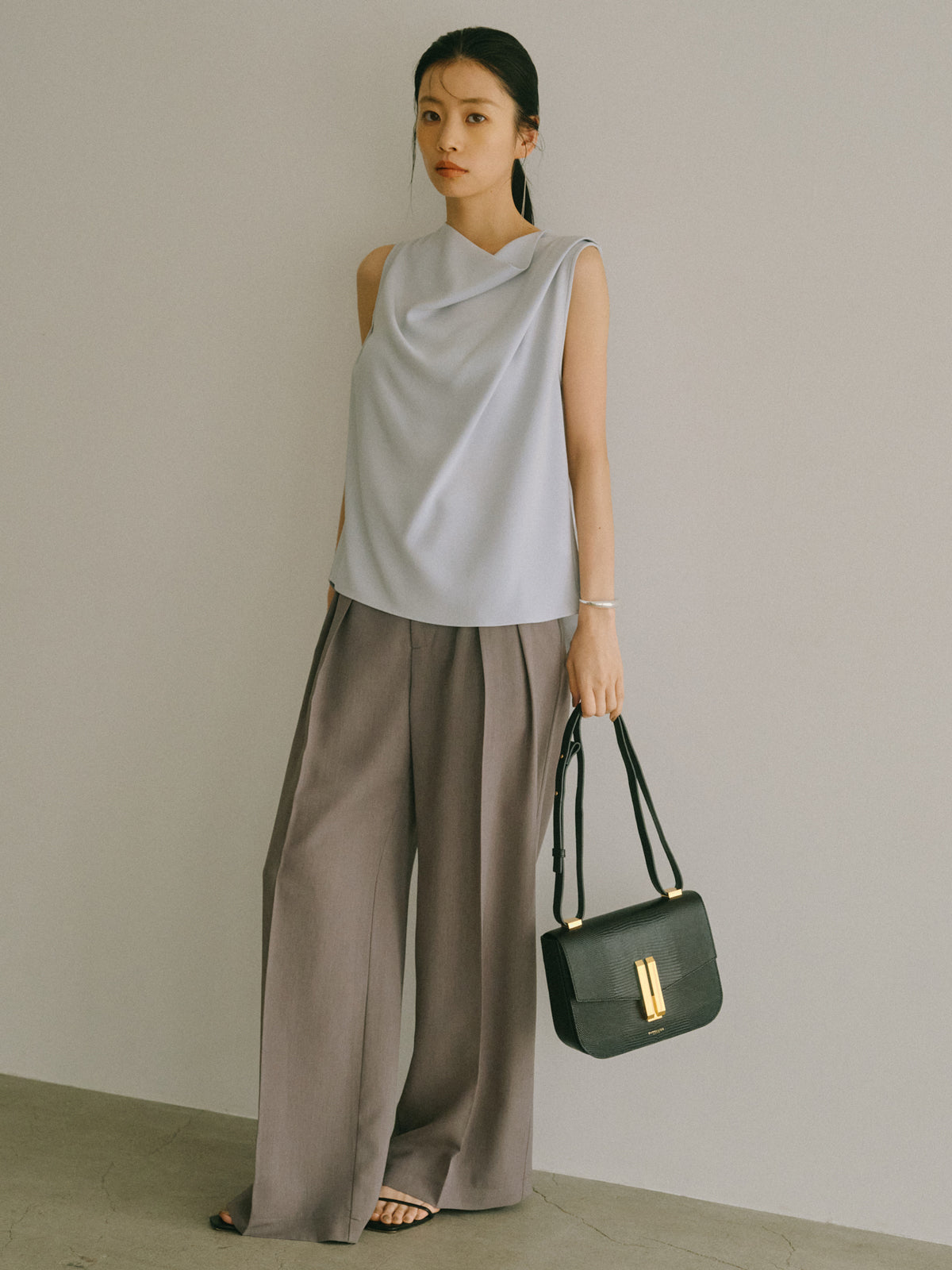 トリアセテートドレープブラウス