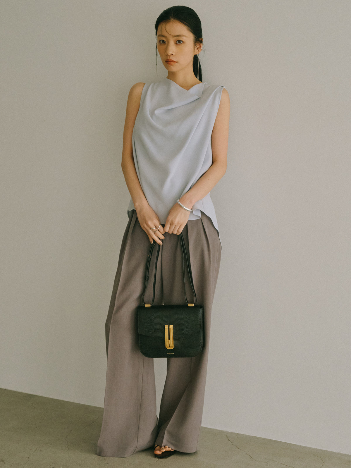 トリアセテートドレープブラウス