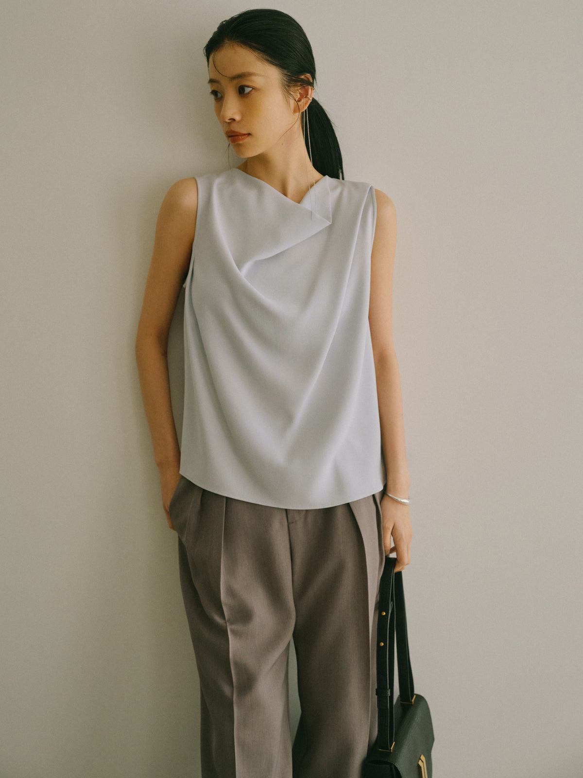 トリアセテートドレープブラウス