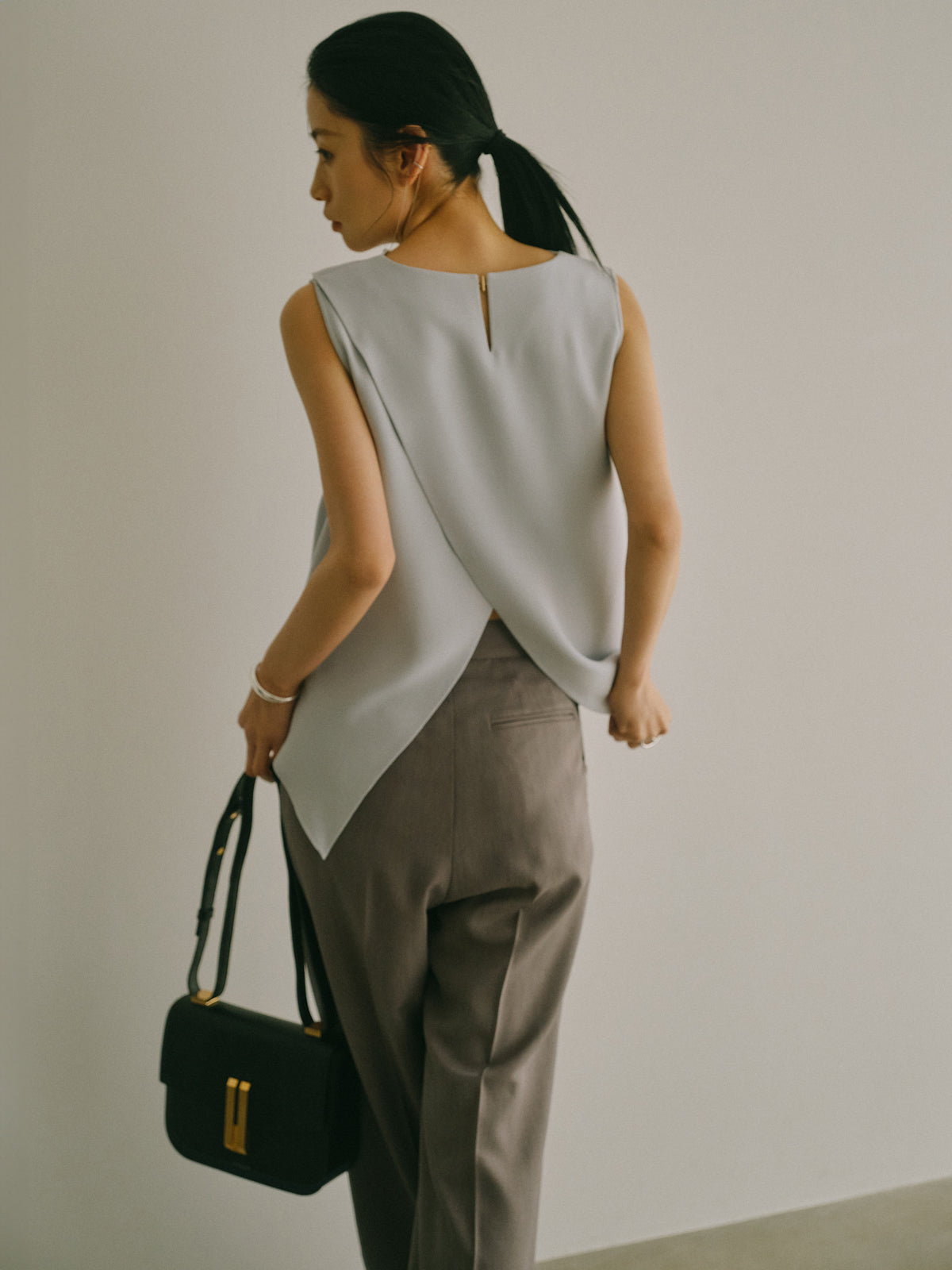 トリアセテートドレープブラウス