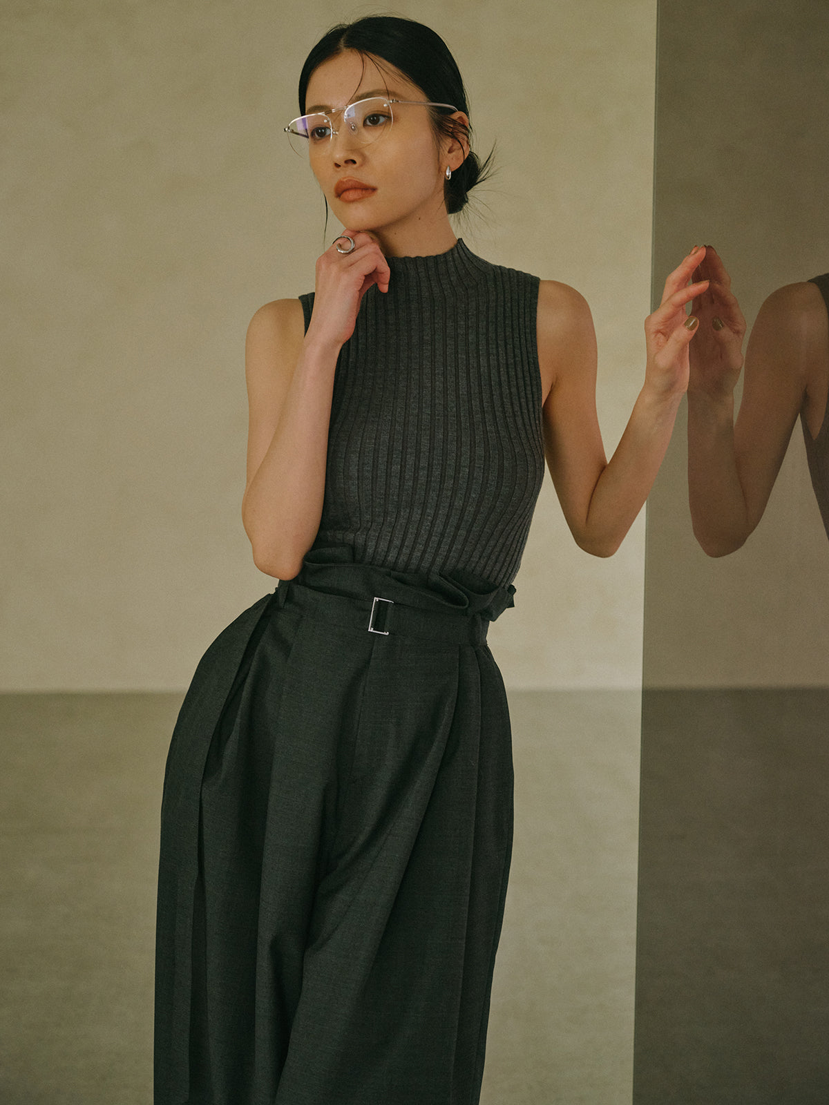 フリルタックワイドパンツ