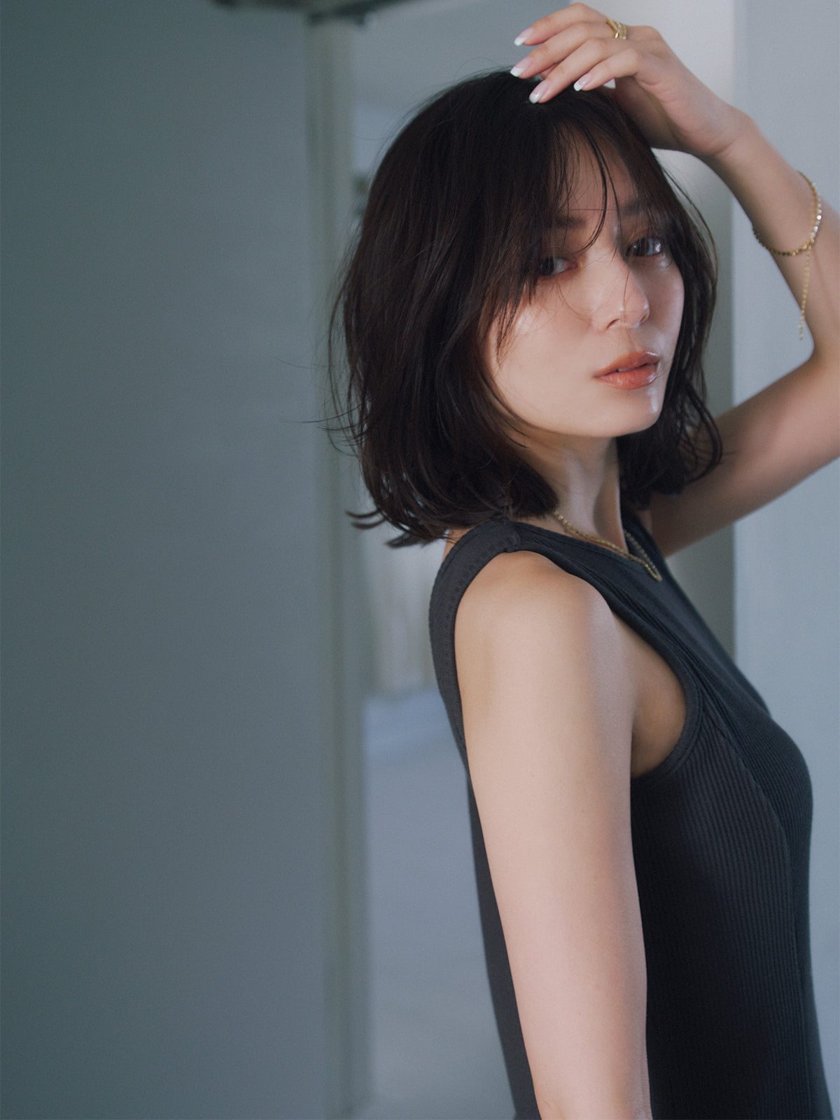 【OUR WACOAL×anuans】컵 인 머메이드 리브 컷 원피스