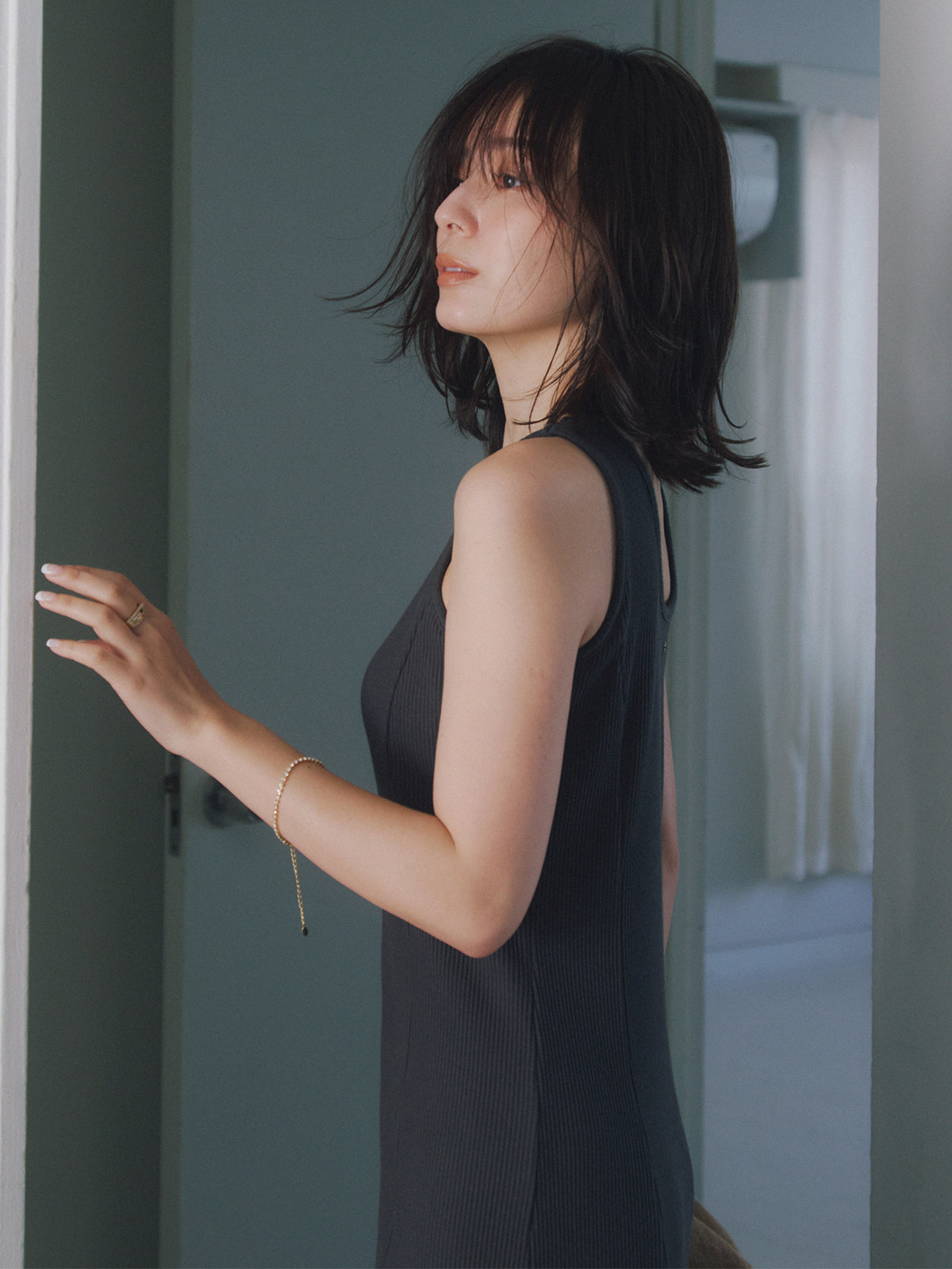 【OUR WACOAL×anuans】컵 인 머메이드 리브 컷 원피스