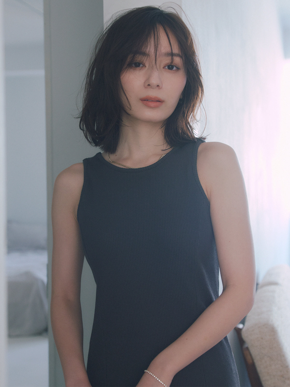 【OUR WACOAL×anuans】컵 인 머메이드 리브 컷 원피스