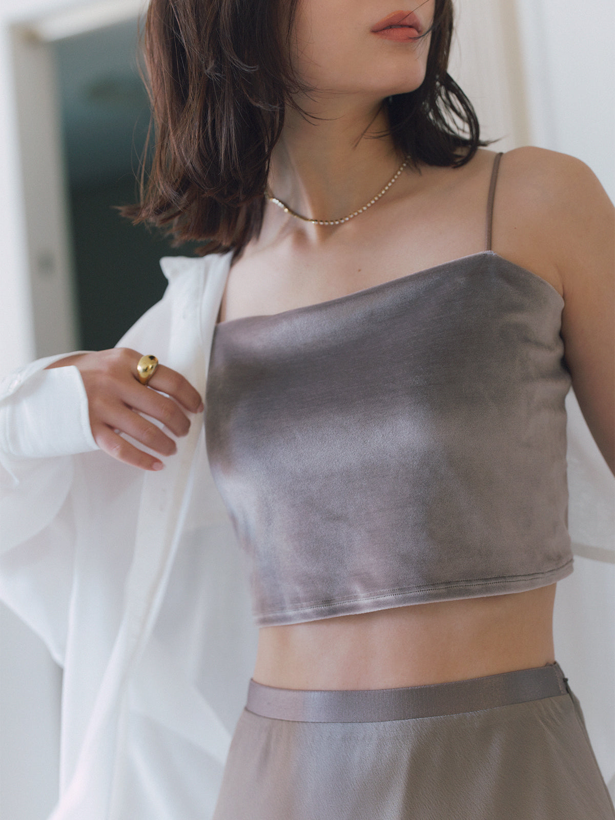 [OUR WACOAL×anuans] Cup-in Velour Short Camisole