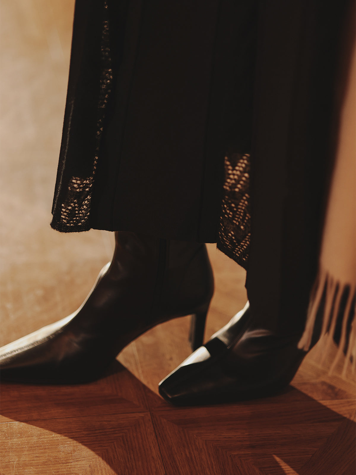 モヘアプリーツニットワンピース