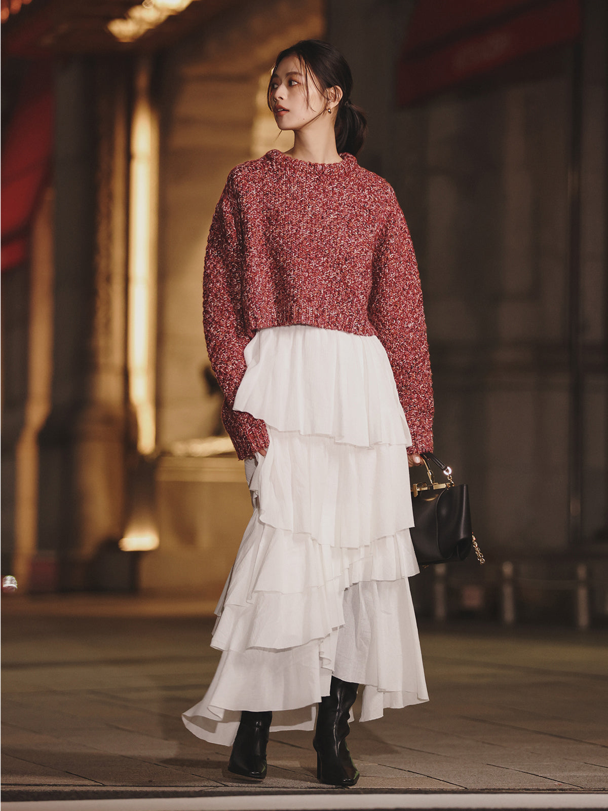 ミックスヤーンニットトップス