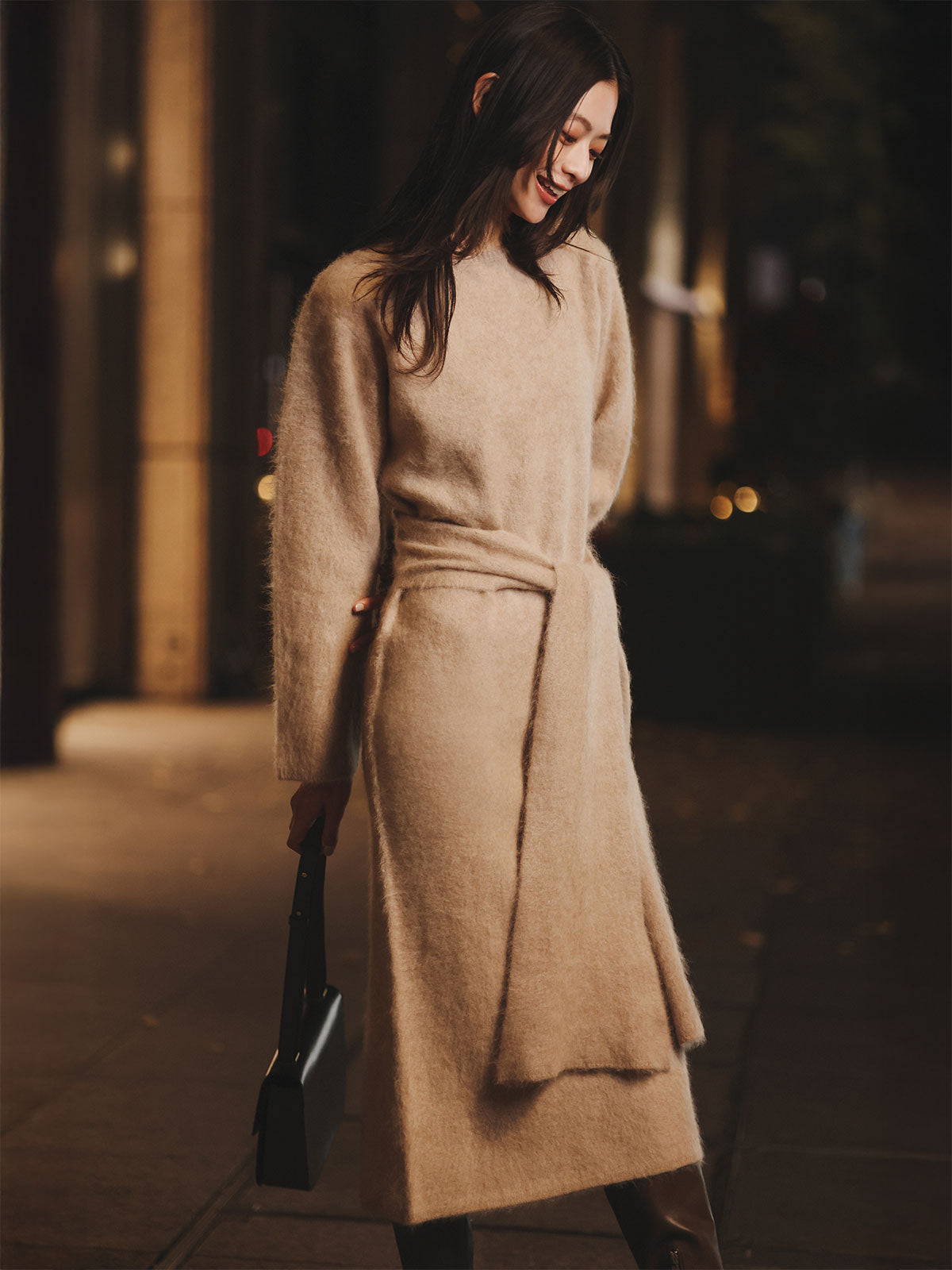 ウールミンクニットワンピース