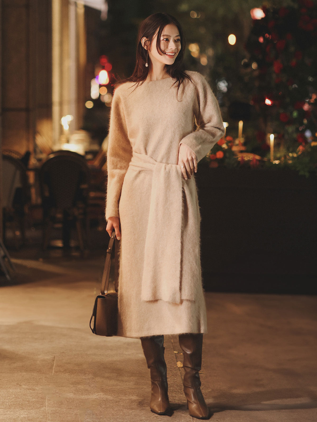 ウールミンクニットワンピース