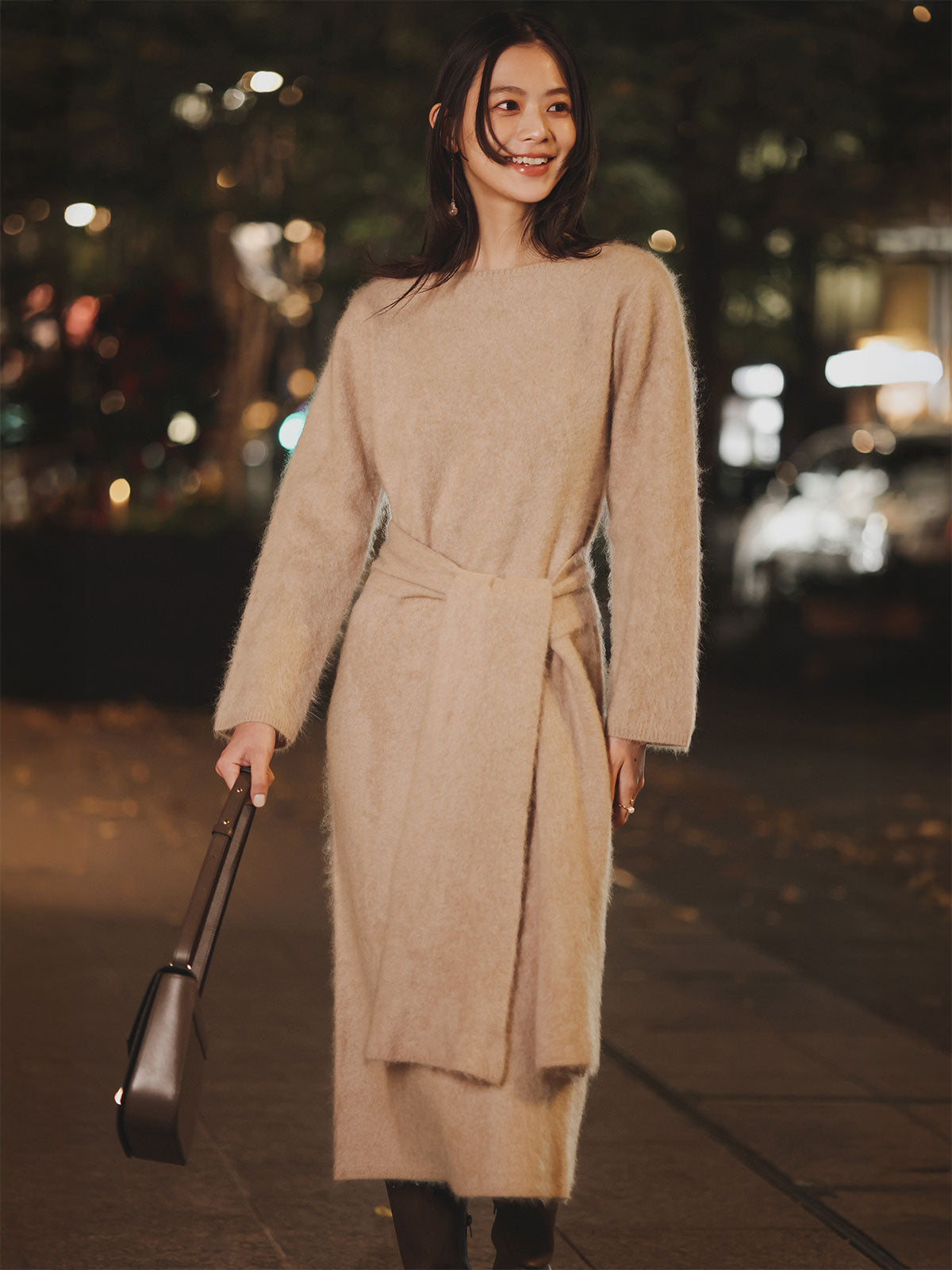 ウールミンクニットワンピース