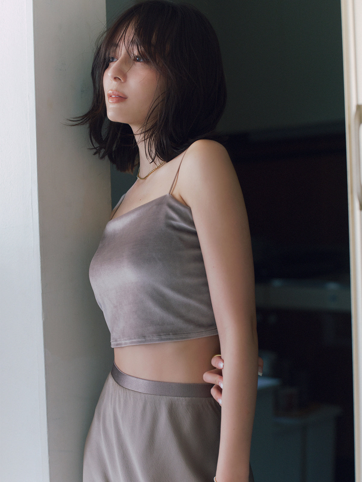 [OUR WACOAL×anuans] Cup-in Velour Short Camisole