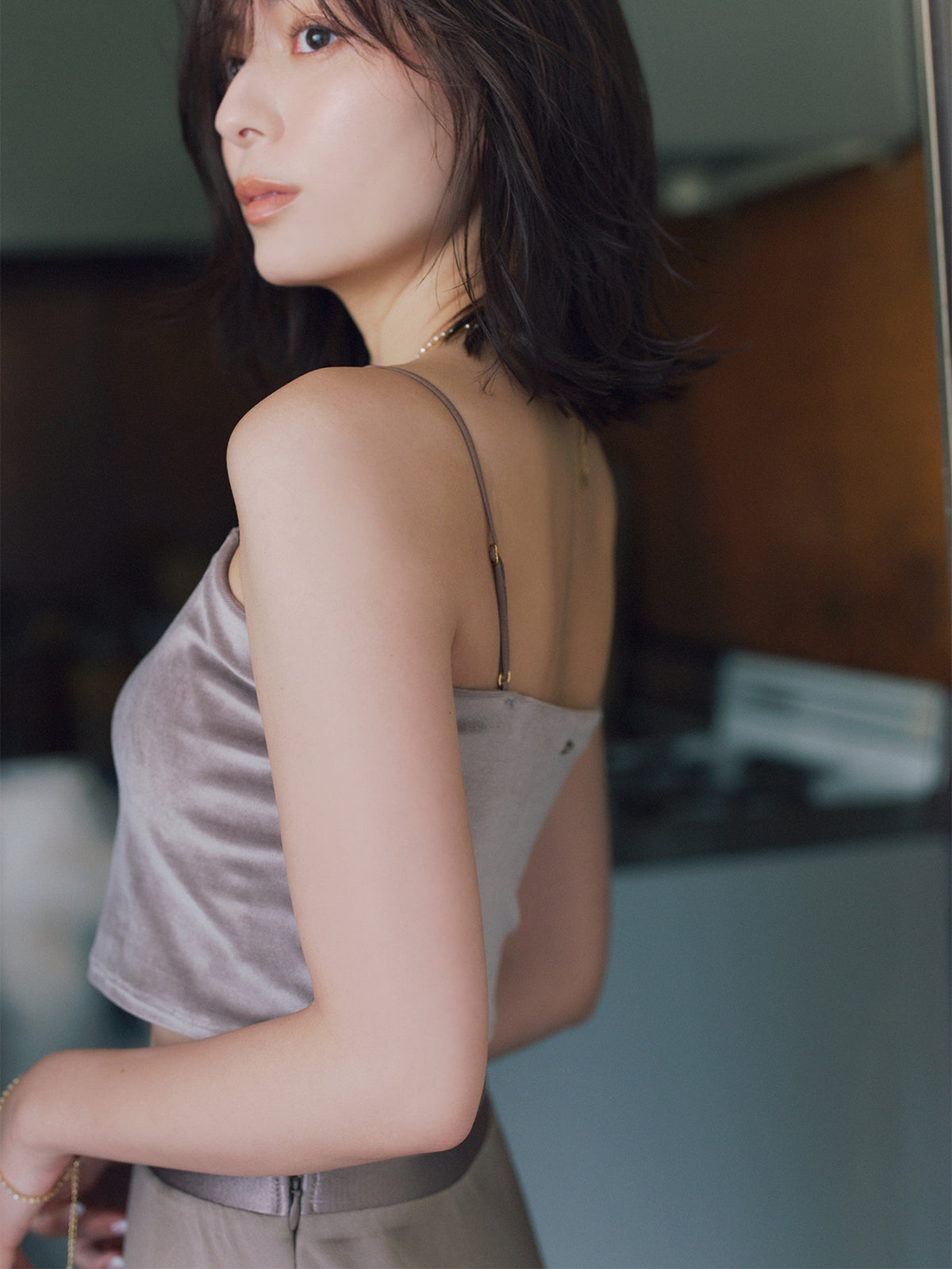 [OUR WACOAL×anuans] Cup-in Velour Short Camisole