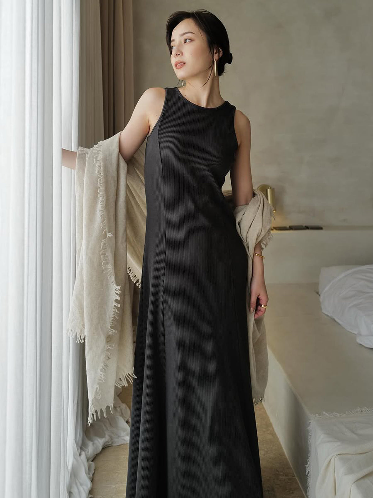 【OUR WACOAL×anuans】カップインマーメイドリブカットワンピース