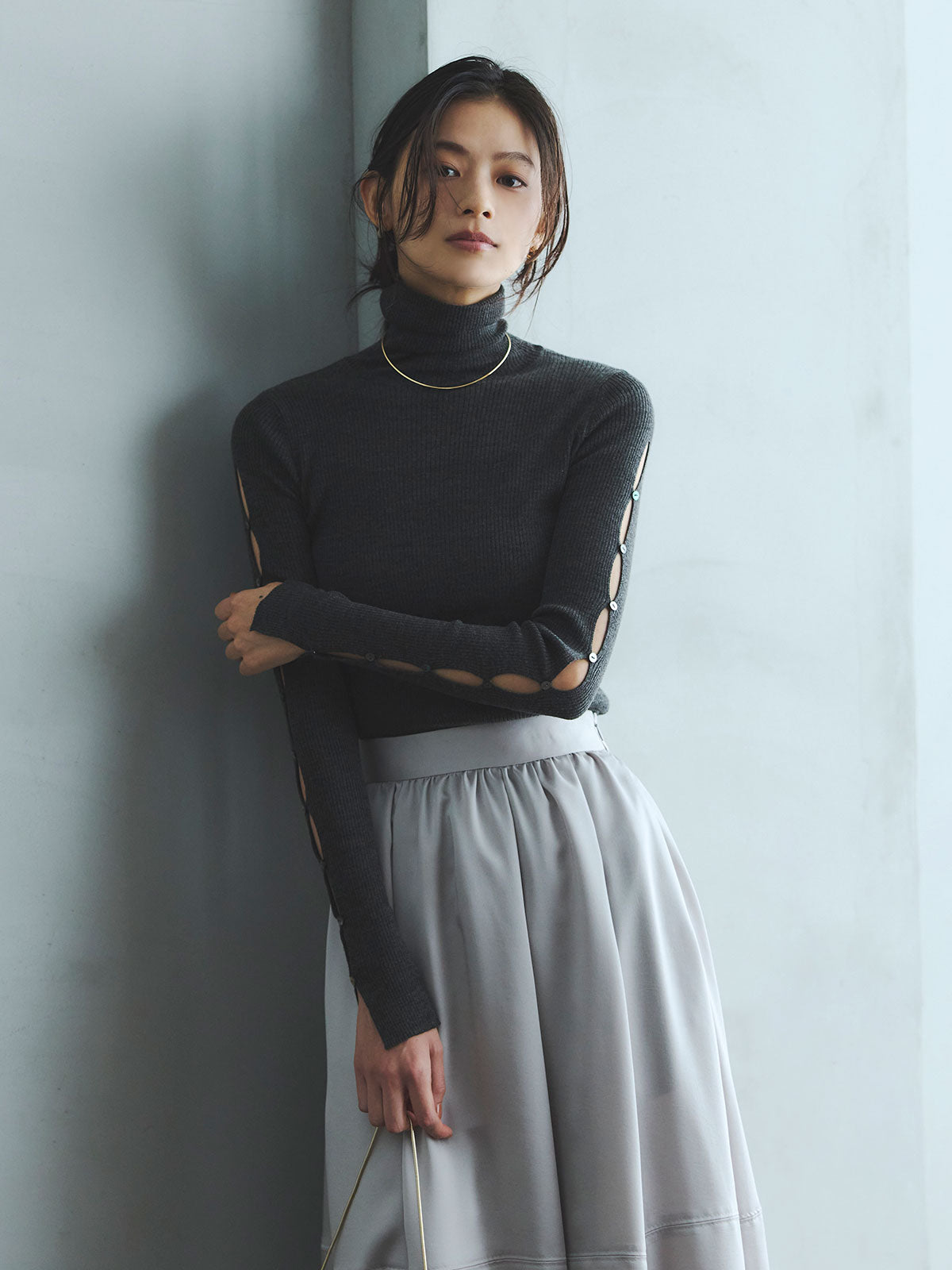 アセライクサテンバルーンスカート