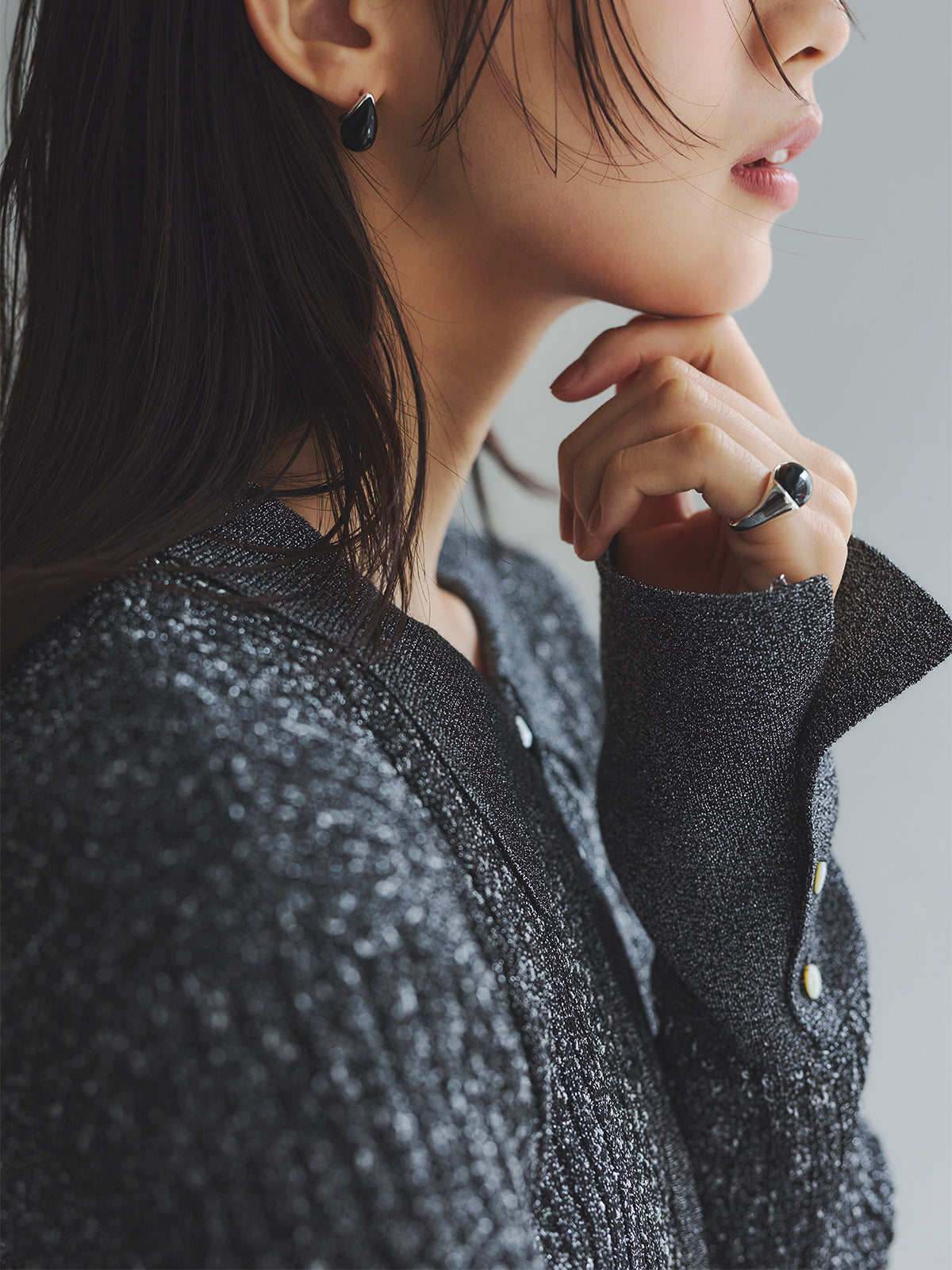 anuans アニュアンス　ネップラメニットトップス ネップラメニットトップス