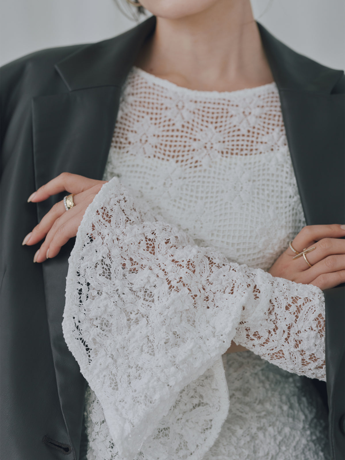 シュリンクレースパネルワンピース