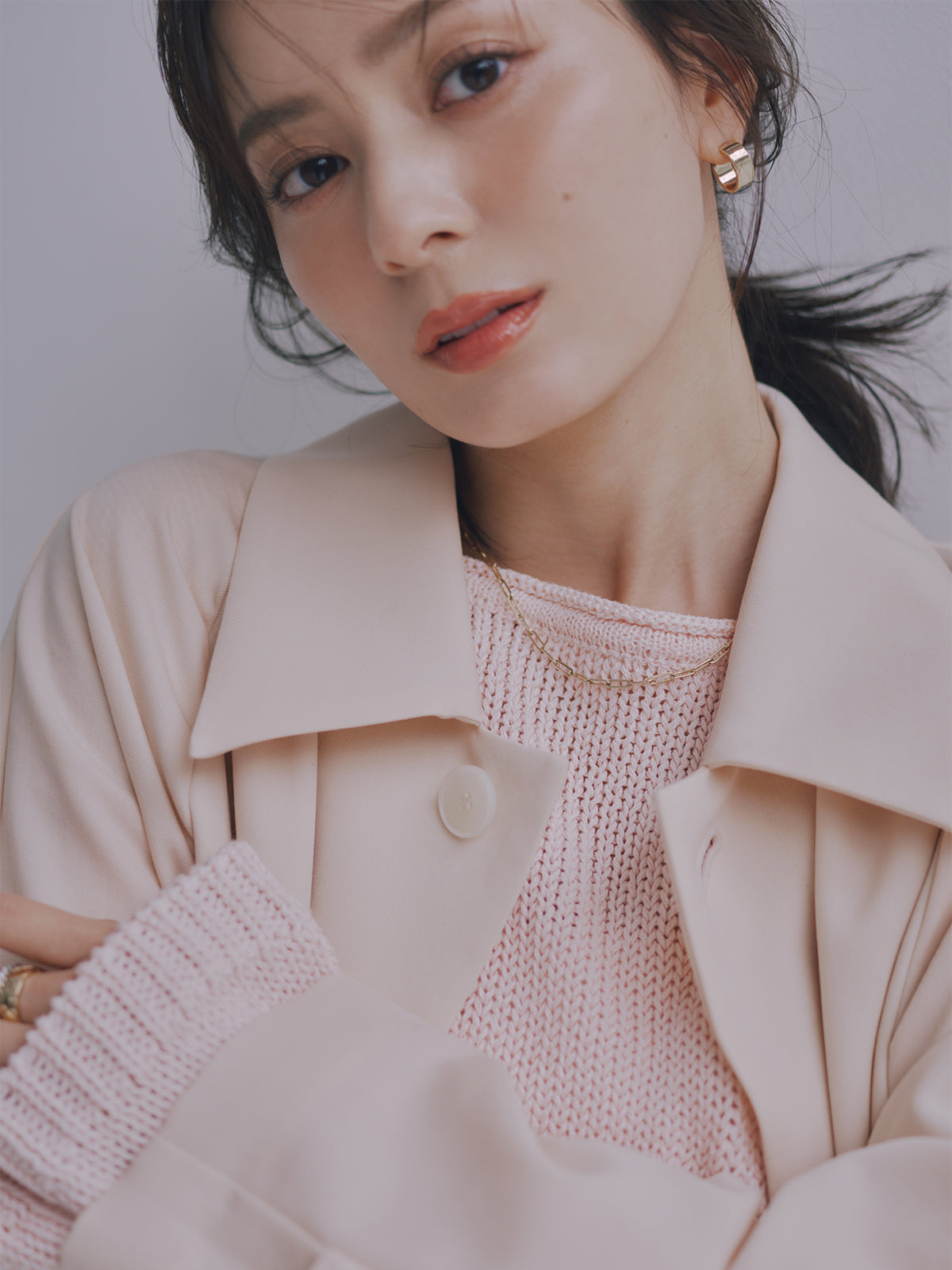 ウールステンカラーロングコート