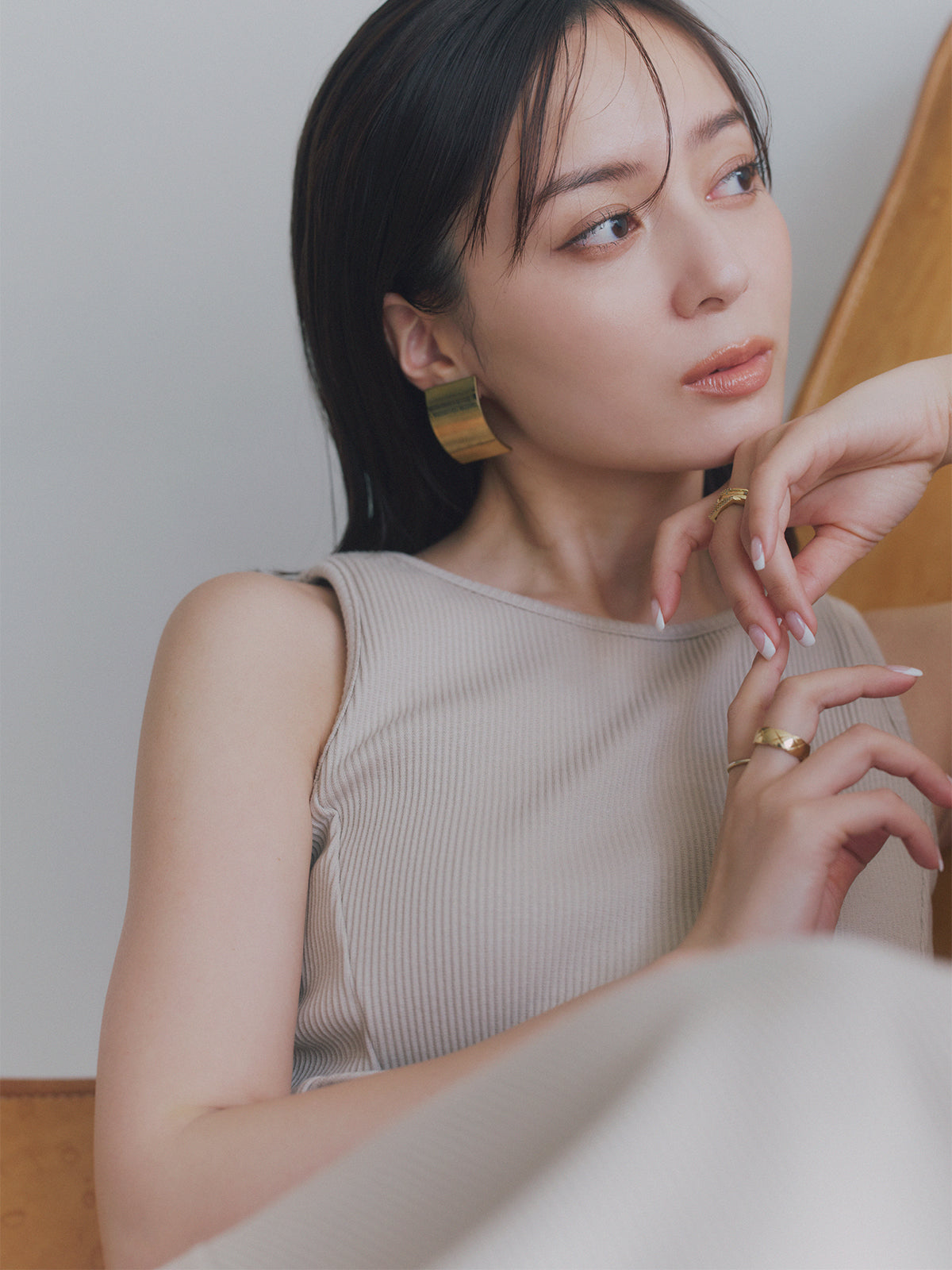 【OUR WACOAL×anuans】컵 인 머메이드 리브 컷 원피스