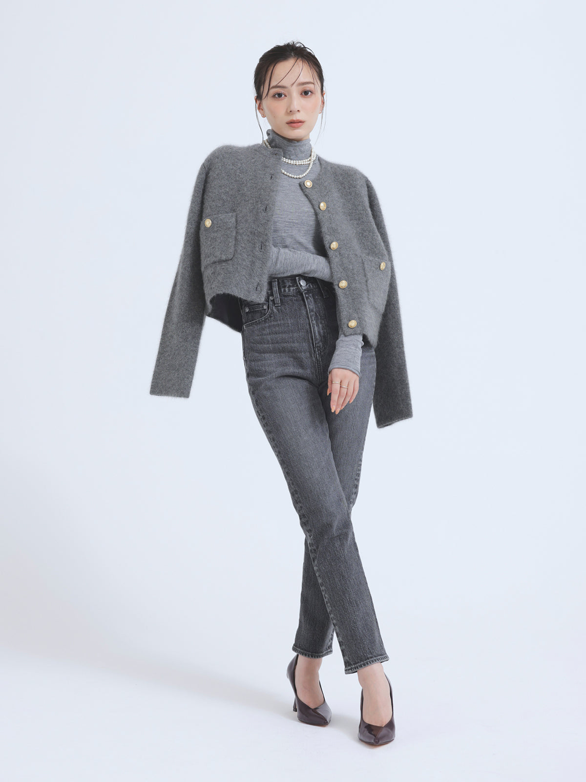 Slim straight denim