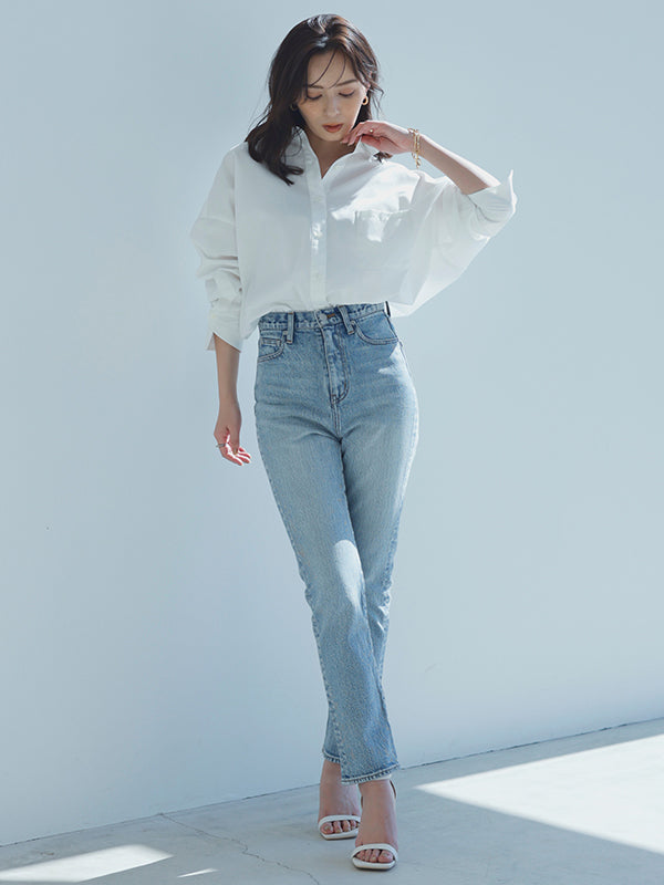 Slim straight denim