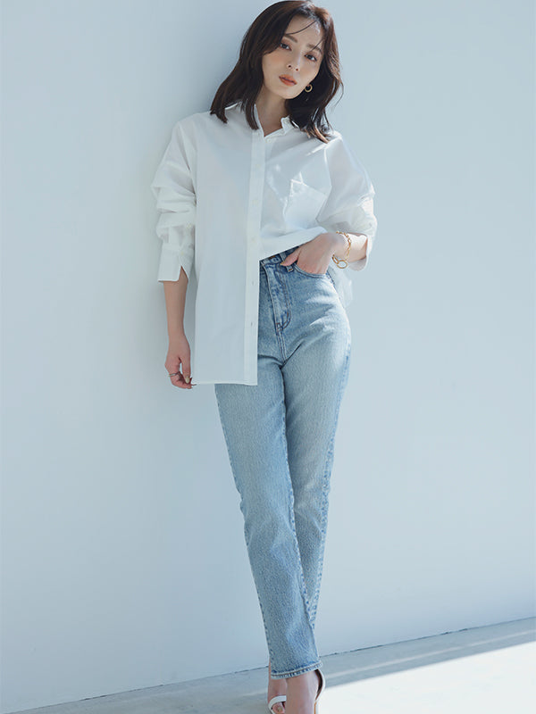 Slim straight denim