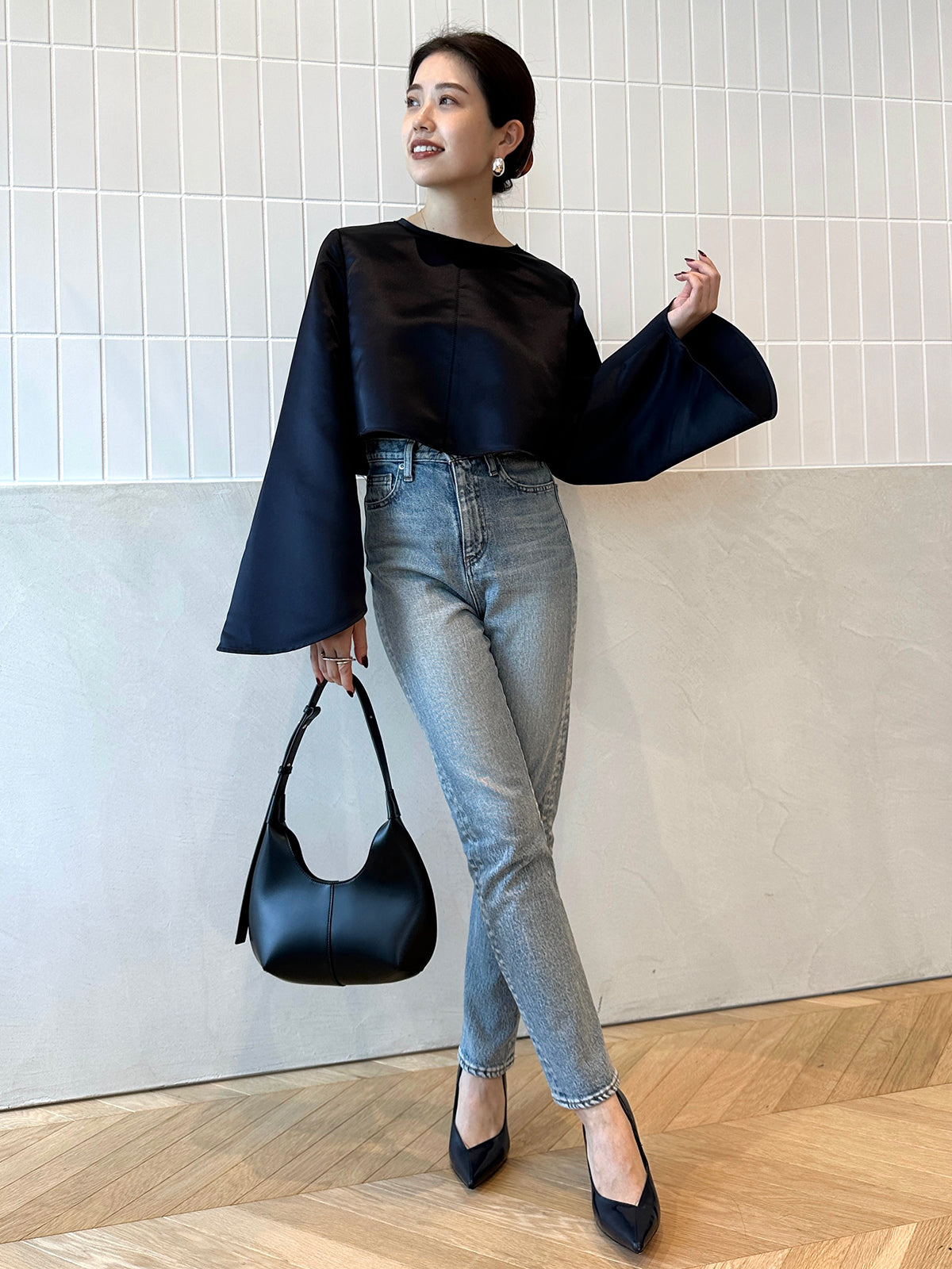 Slim straight denim