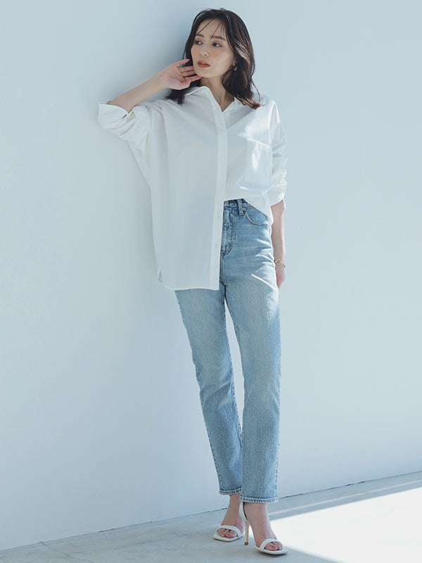 Slim straight denim