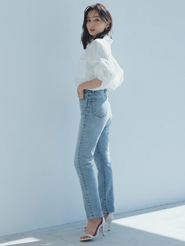 Slim straight denim
