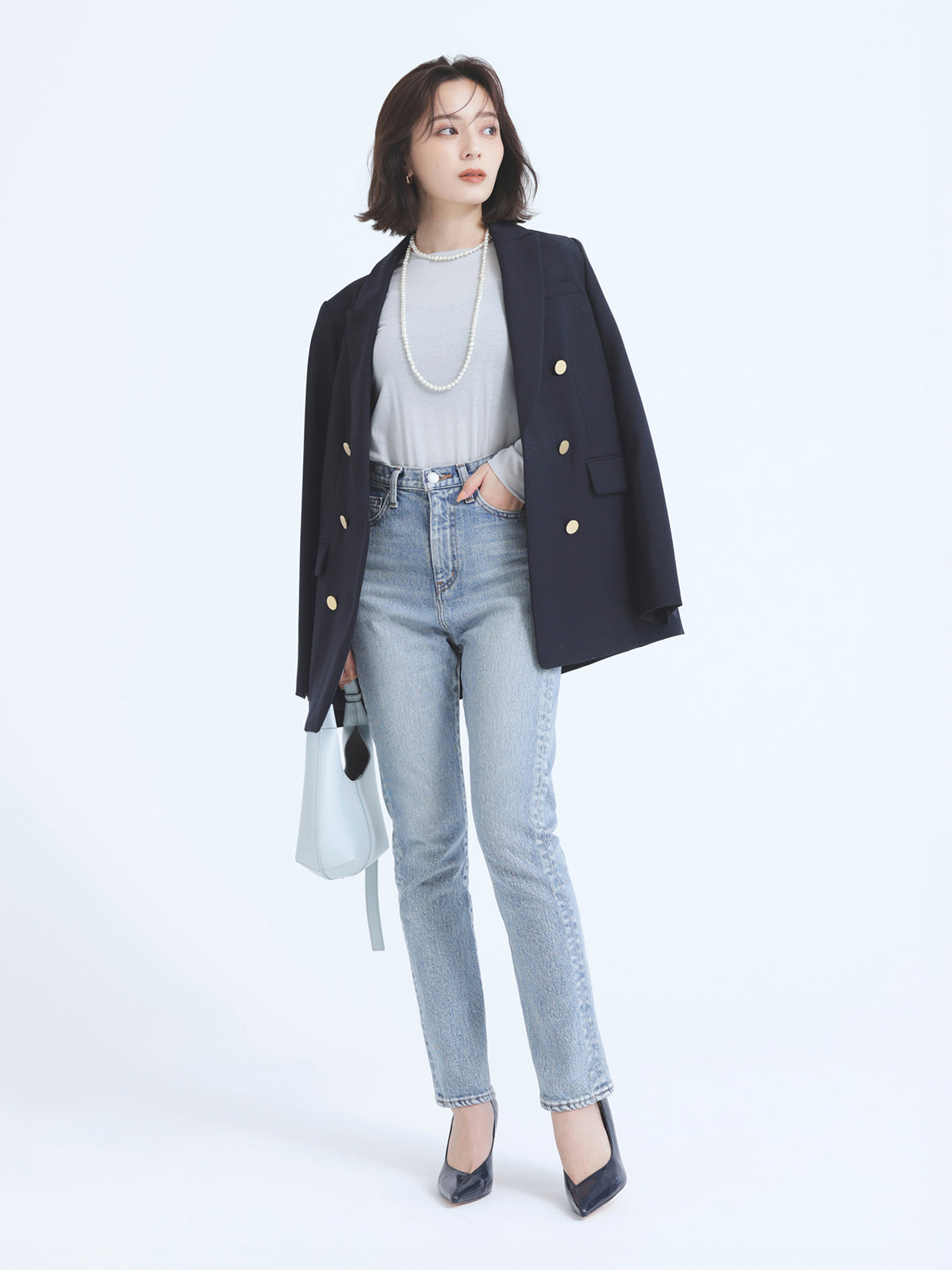 Slim straight denim