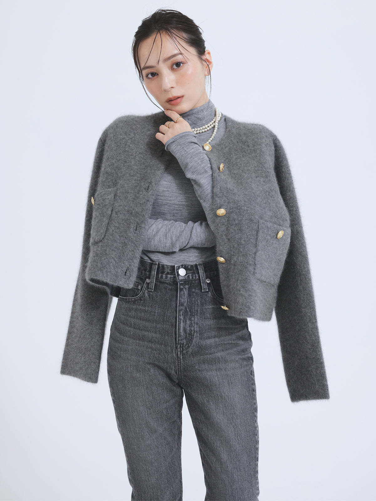 Slim straight denim