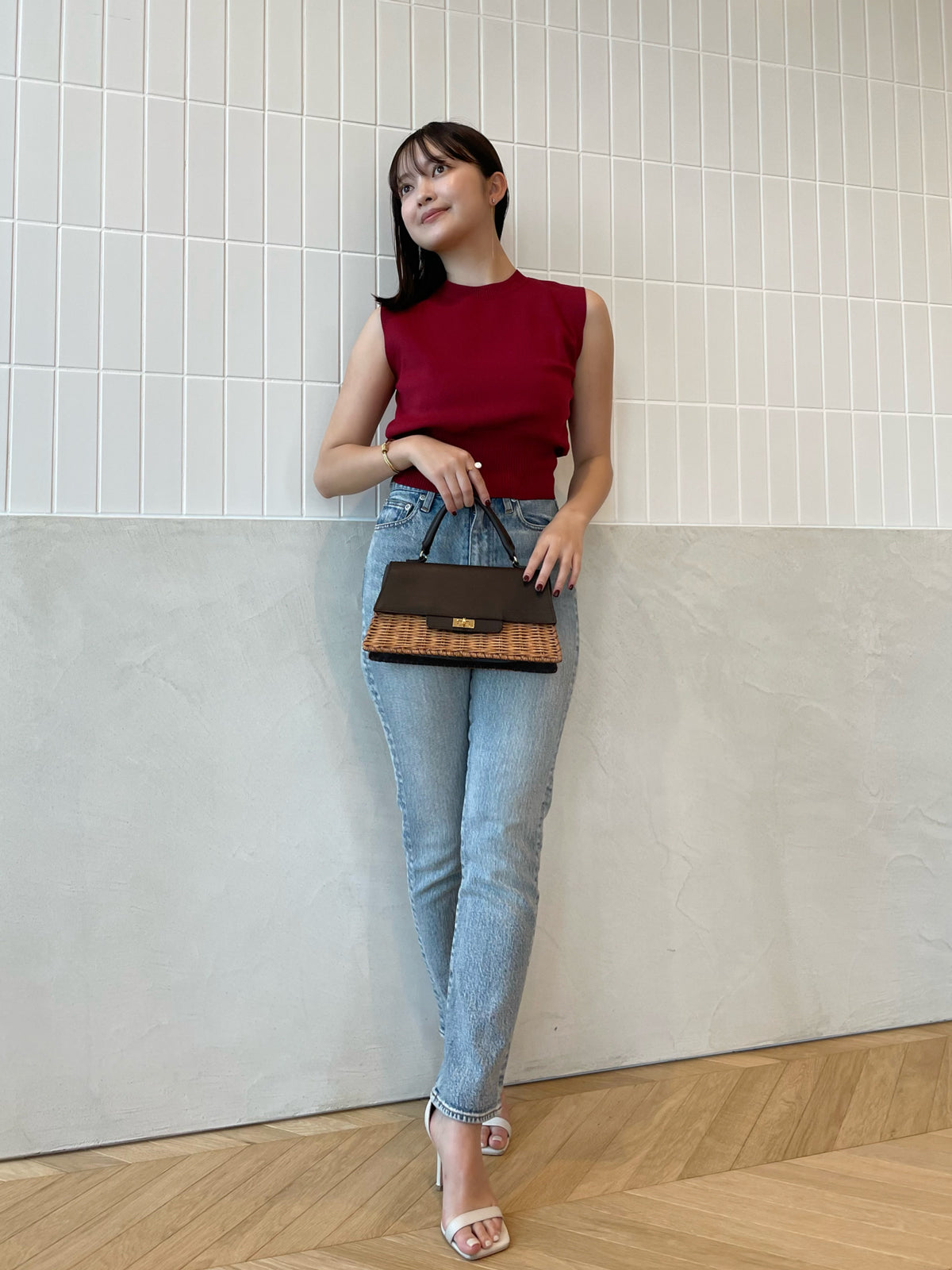 Slim straight denim