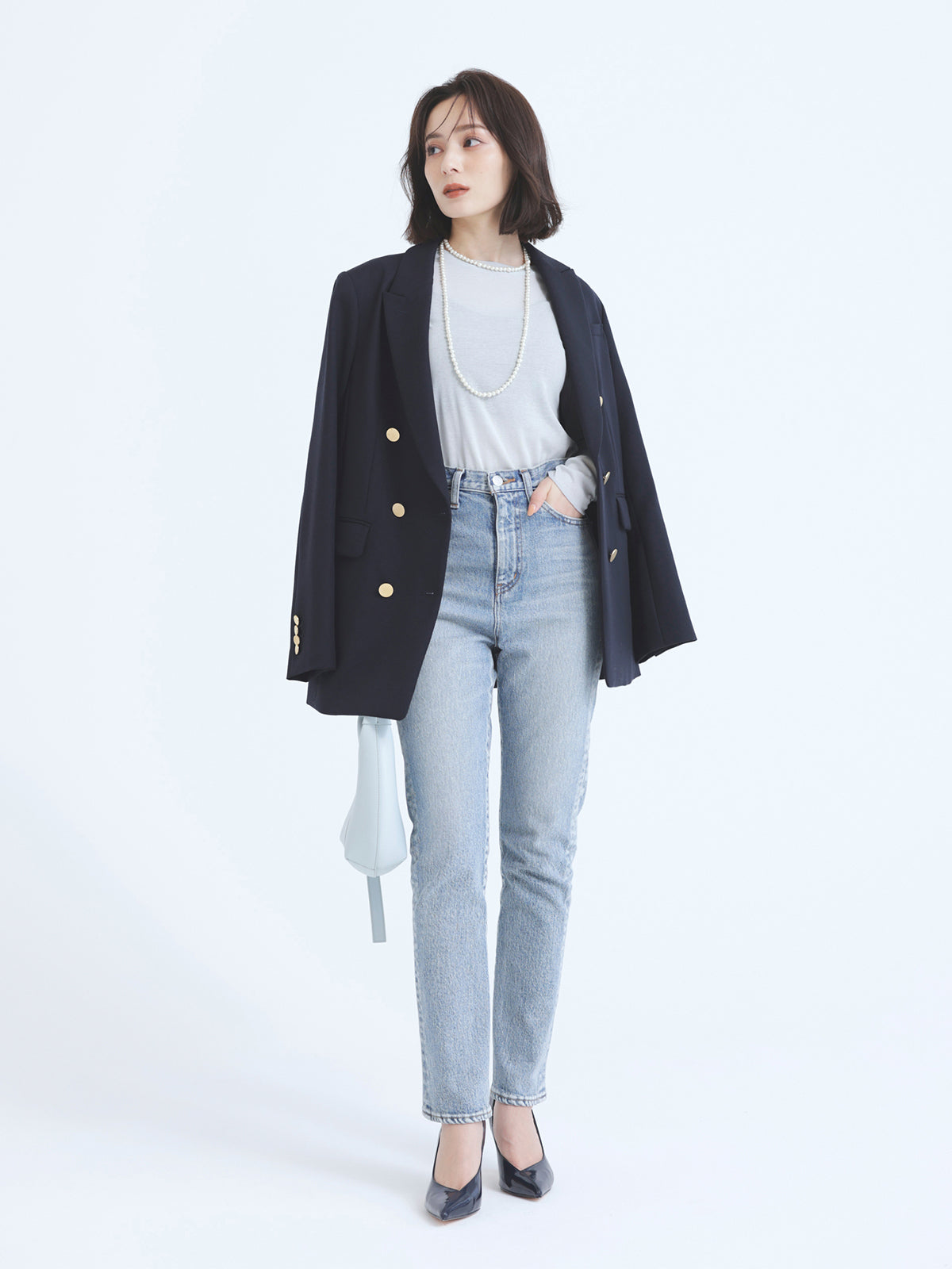 Slim straight denim